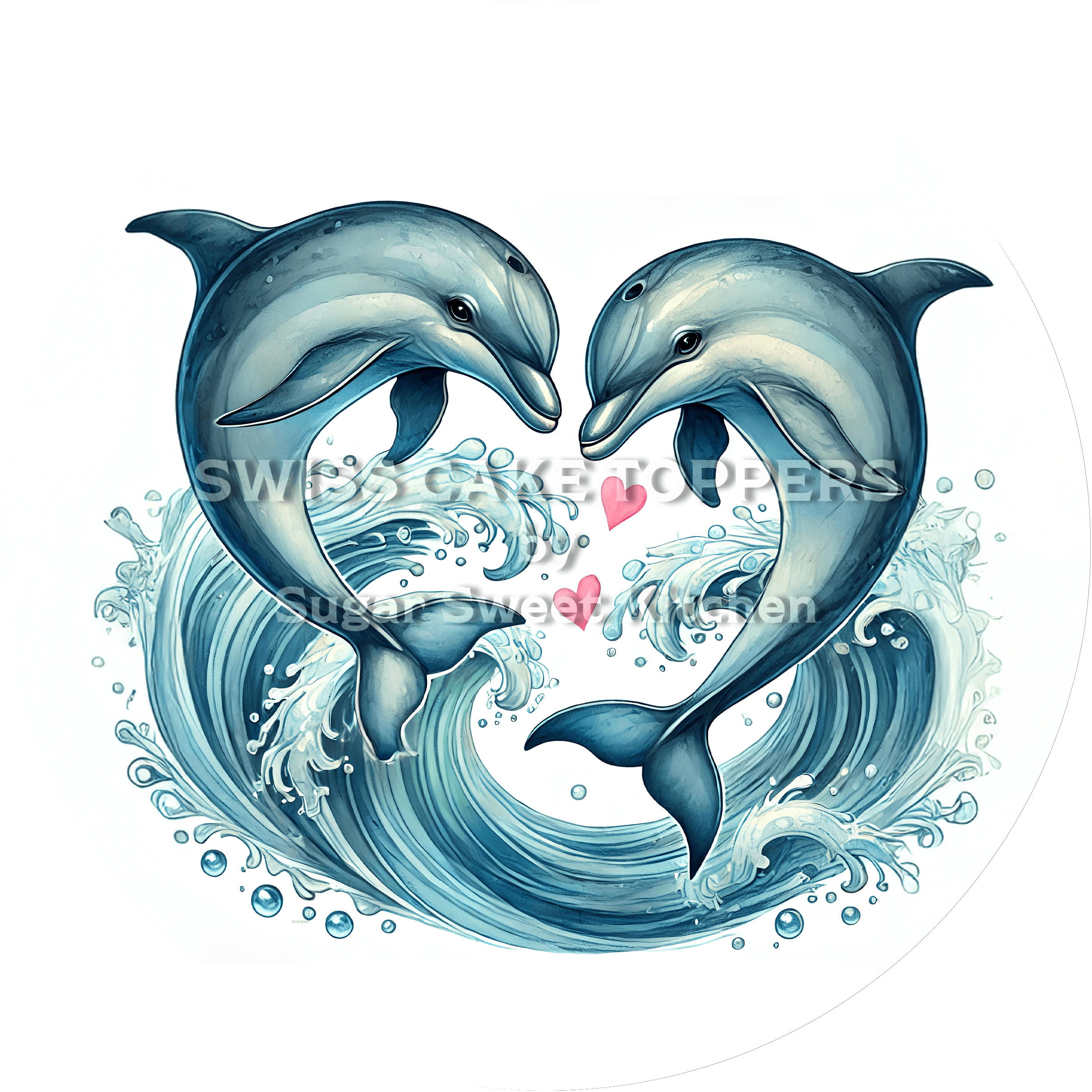 Exklusiver Delfin-Tortenaufleger1 - personalisierbar - Fondant- Torten- & Cupcakeaufleger Sugar Sweet Kitchen