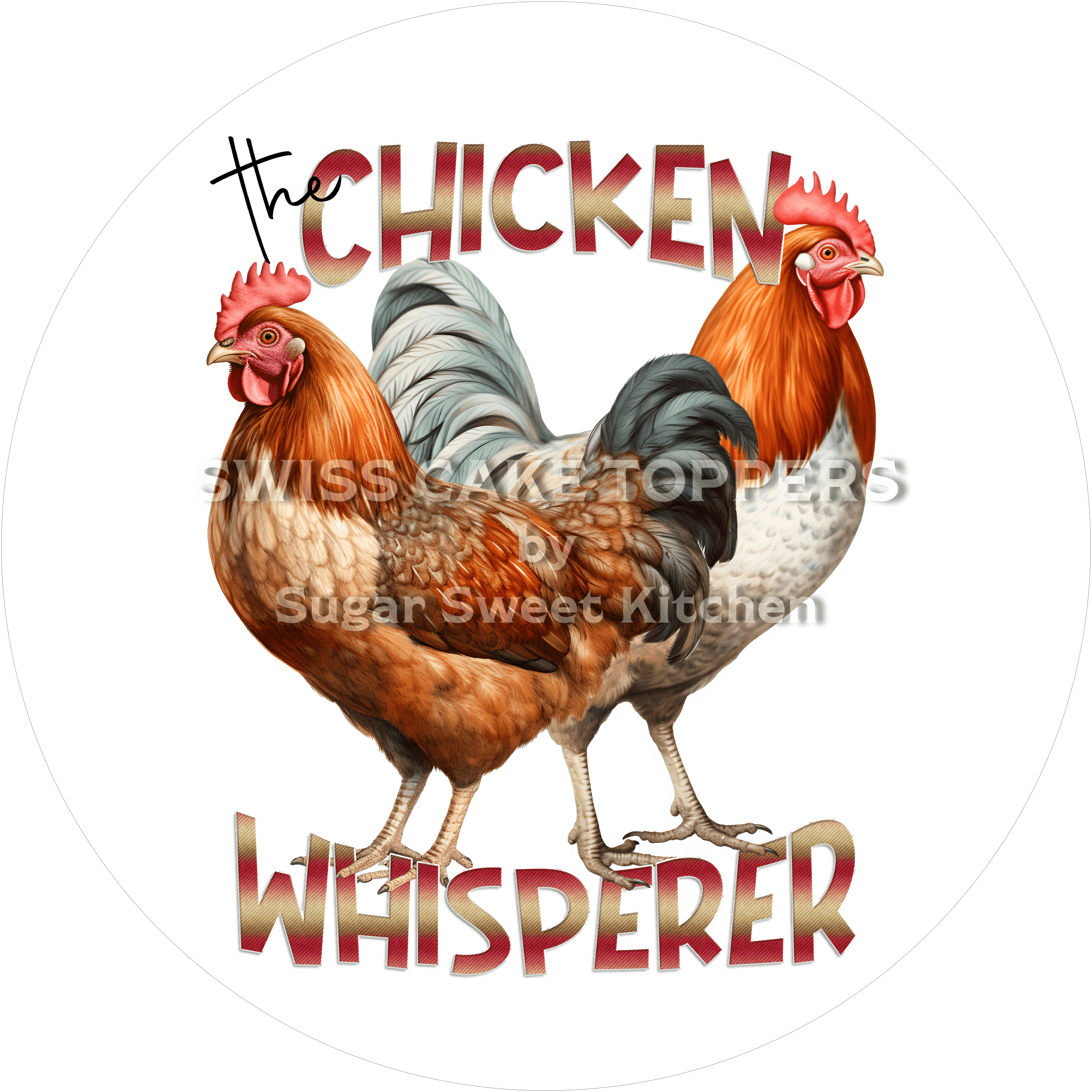 Exklusiver Hühner-Tortenaufleger2 - personalisierbar - Fondant- Torten- & Cupcakeaufleger Sugar Sweet Kitchen