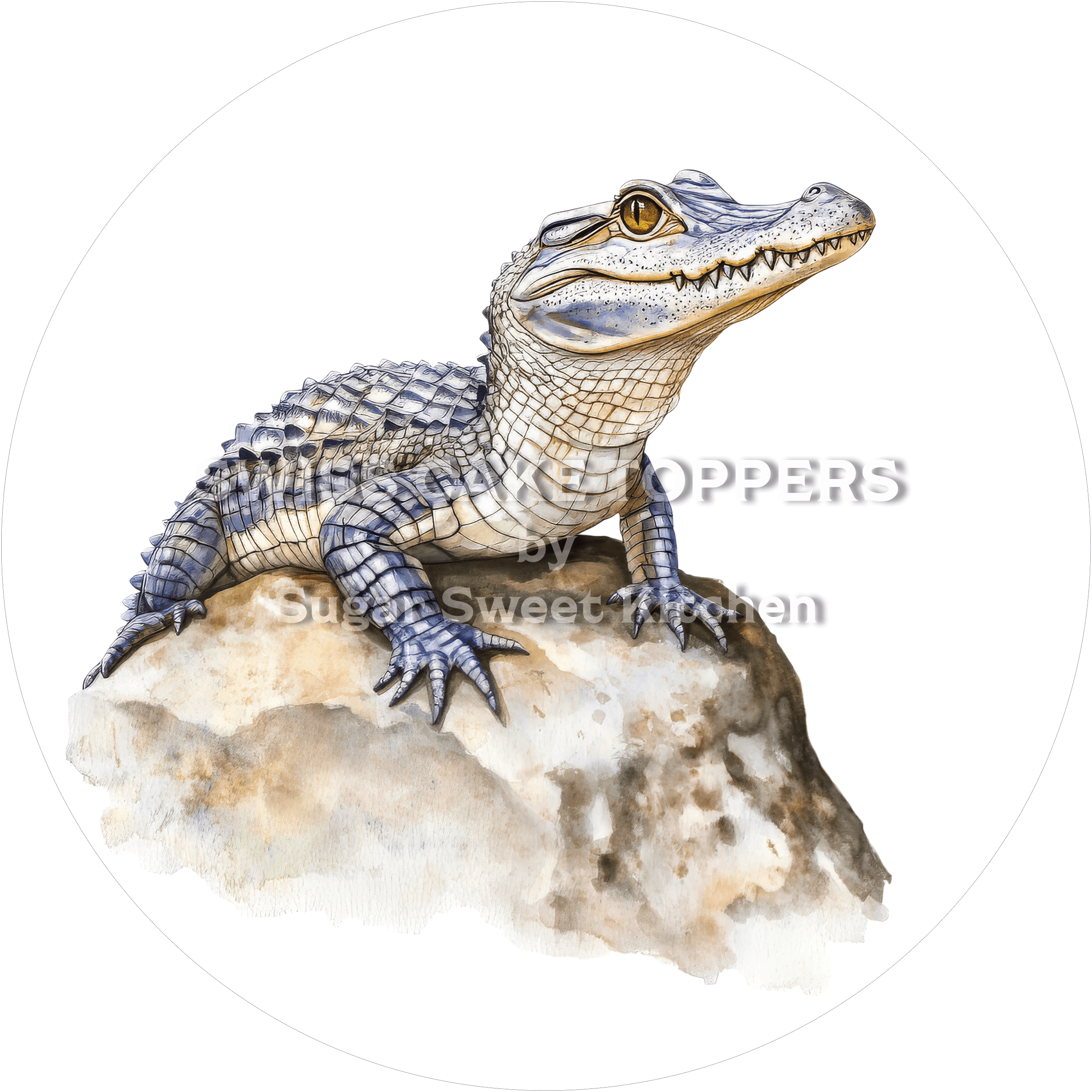 Exklusiver Krokodil-Tortenaufleger2 - personalisierbar - Fondant- Torten- & Cupcakeaufleger Sugar Sweet Kitchen