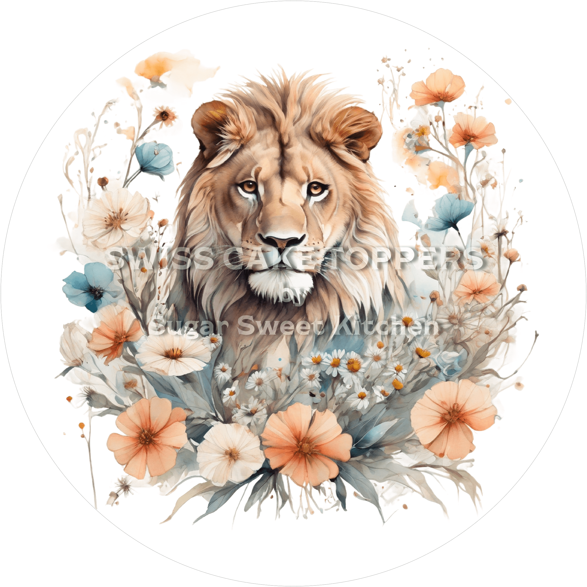 Exklusiver Löwen-Tortenaufleger1 - personalisierbar - Fondant- Torten- & Cupcakeaufleger Sugar Sweet Kitchen
