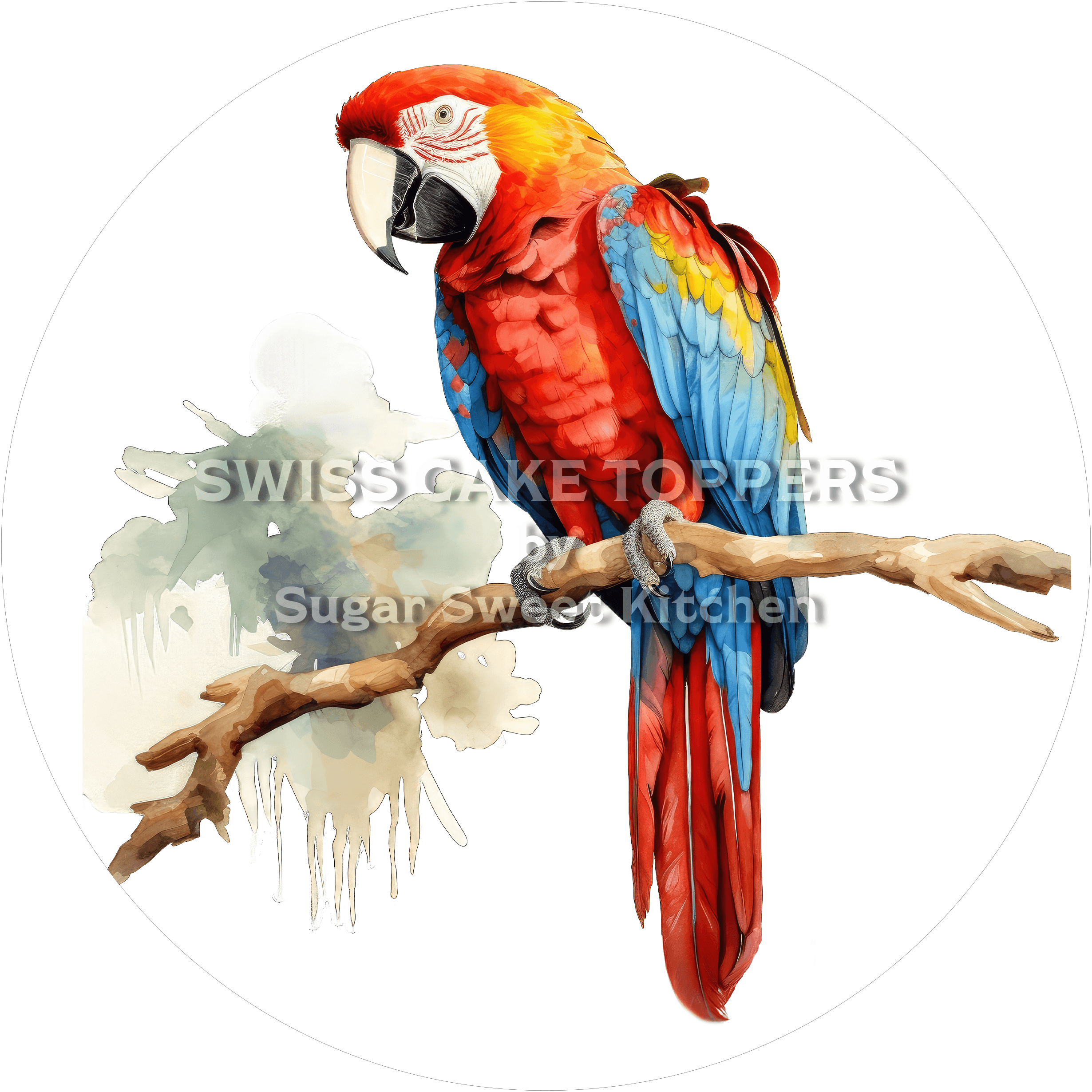 Exklusiver Papageien-Tortenaufleger23 - personalisierbar - Fondant- Torten- & Cupcakeaufleger Sugar Sweet Kitchen