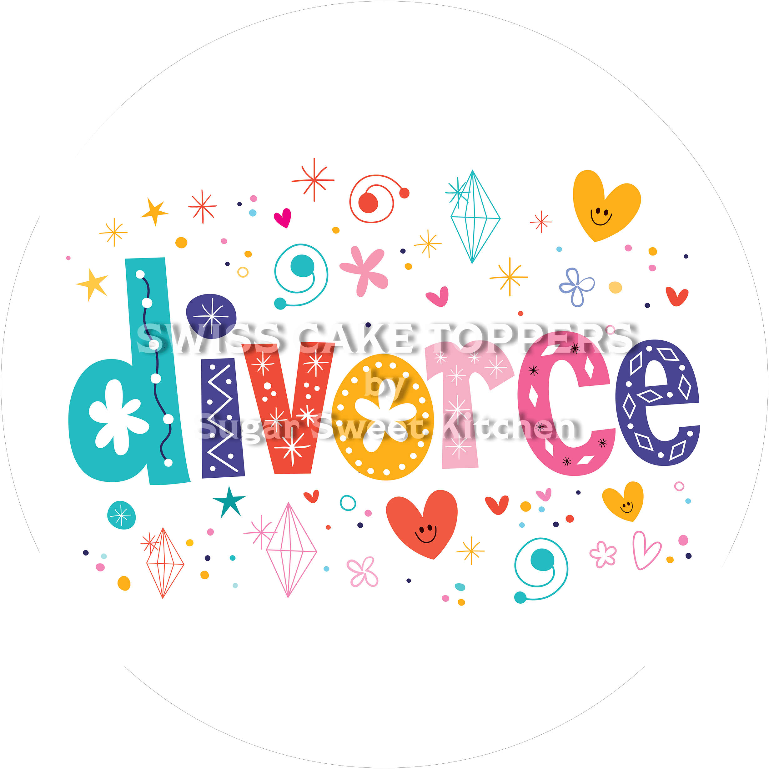 Exklusiver Scheidungs-Tortenaufleger2 - personalisierbar - Fondant- Torten- & Cupcakeaufleger Sugar Sweet Kitchen