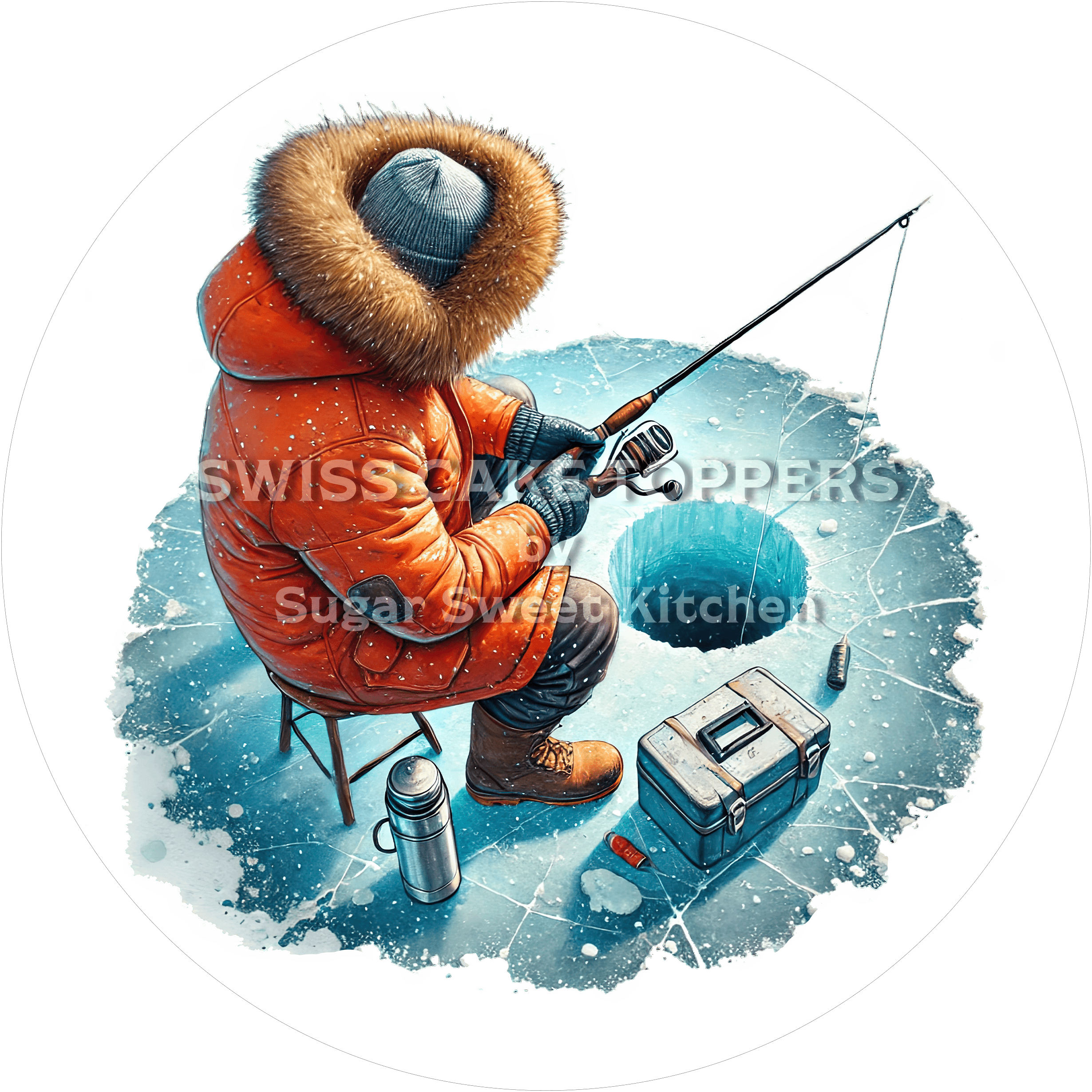 Exklusiver Tortenaufleger Eisfischen1- personalisierbar - Fondant- Torten- & Cupcakeaufleger Sugar Sweet Kitchen