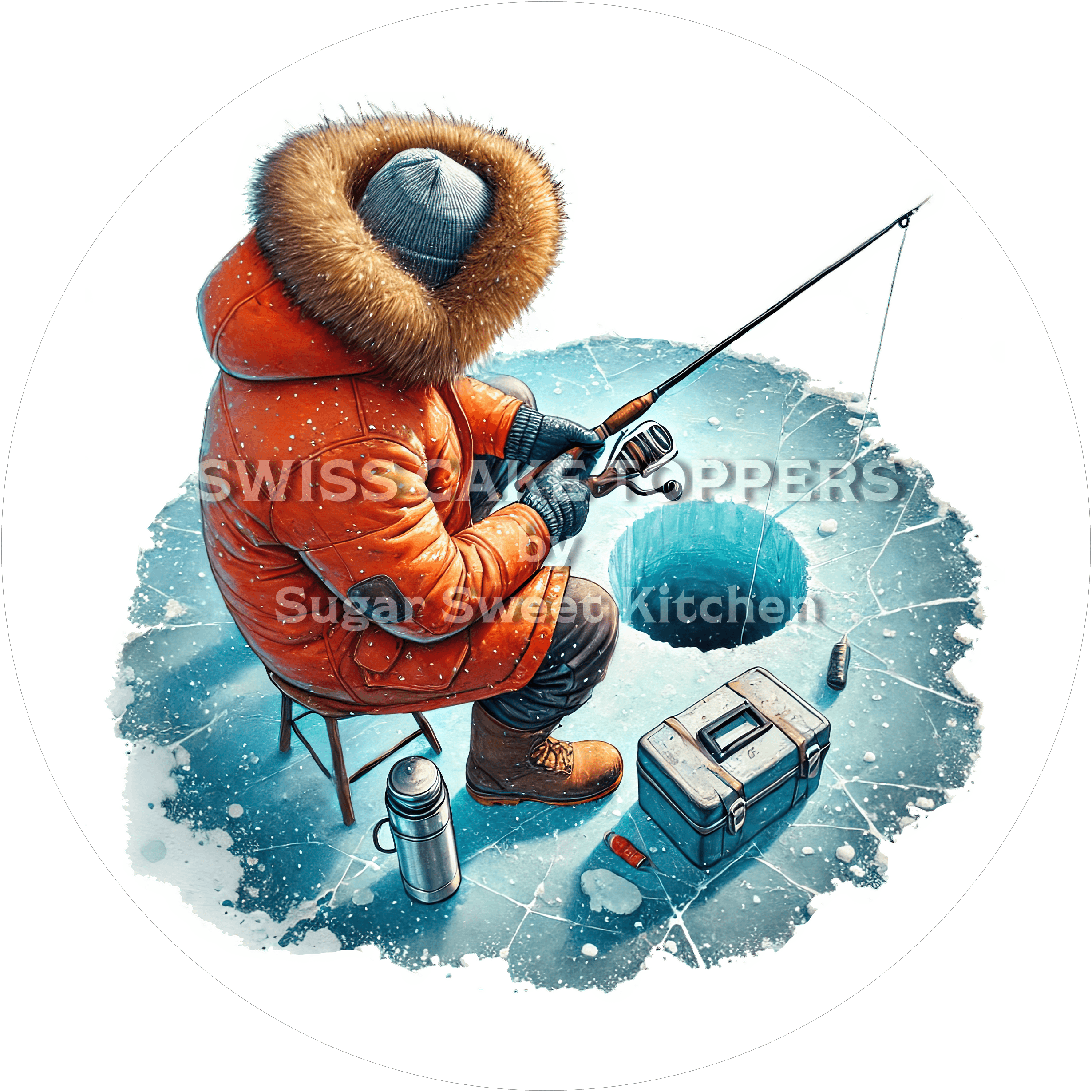 Exklusiver Tortenaufleger Eisfischen1- personalisierbar - Fondant- Torten- & Cupcakeaufleger Sugar Sweet Kitchen