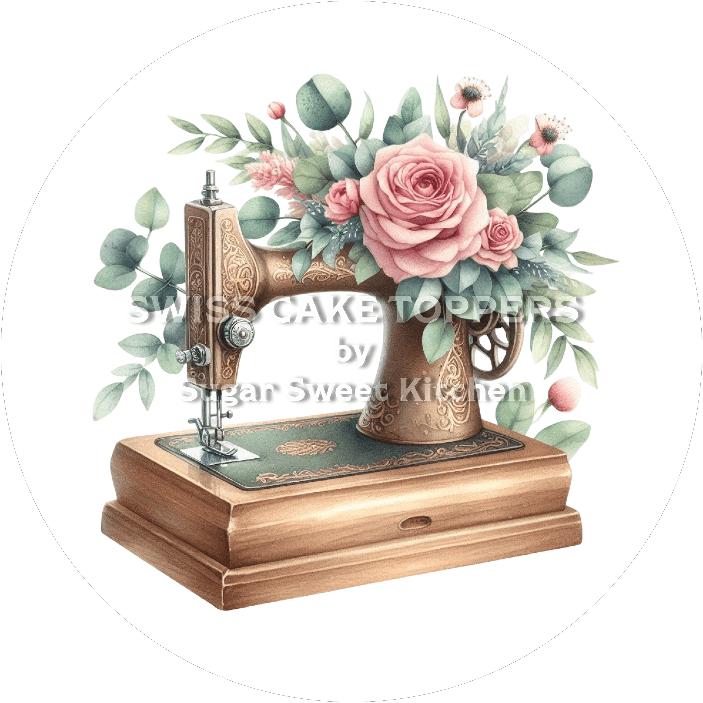 Exklusiver Tortenaufleger für Näher/innen4 - personalisierbar - Fondant- Torten- & Cupcakeaufleger Sugar Sweet Kitchen