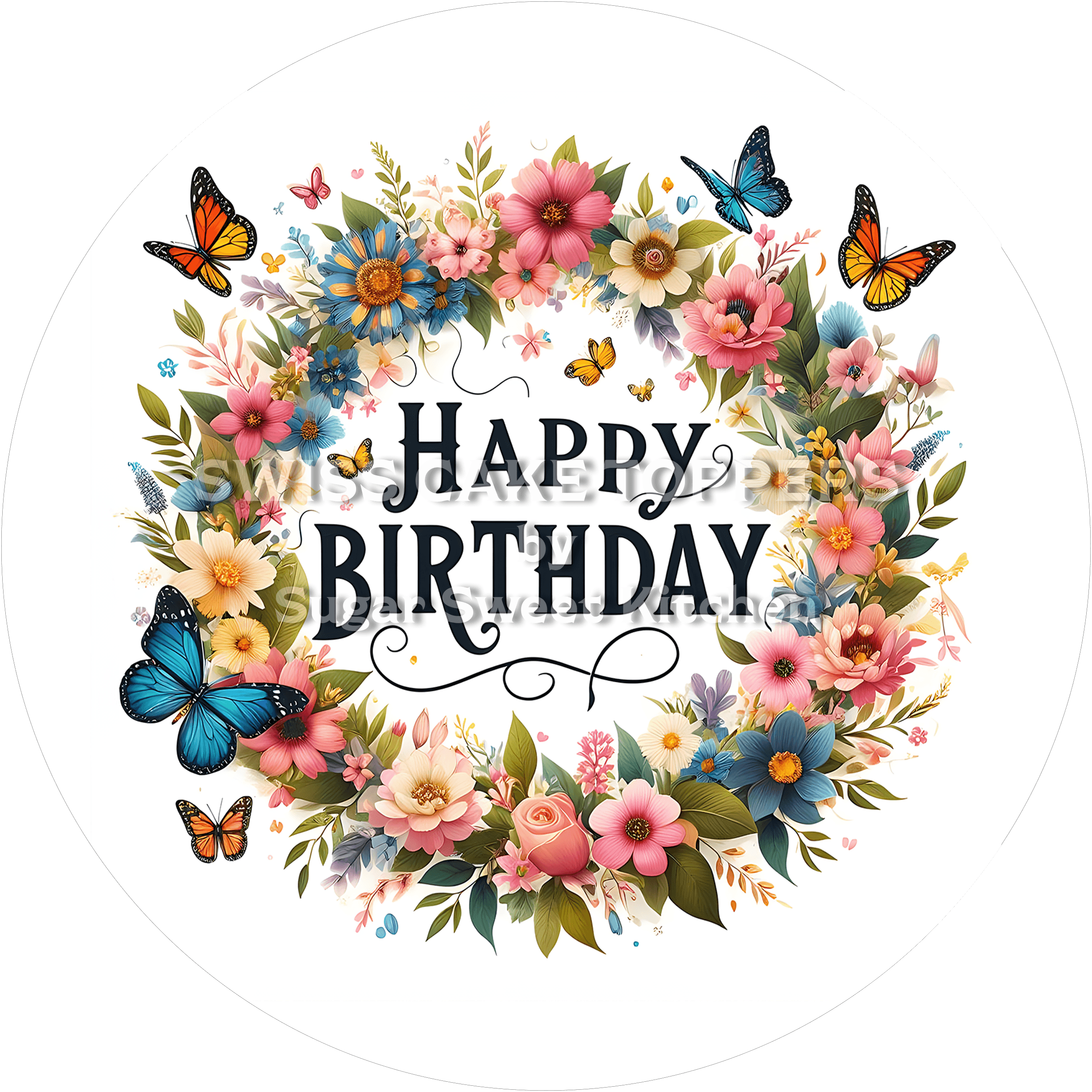 Exklusiver Tortenaufleger Happy Birthday9 - personalisierbar - Fondant- Torten- & Cupcakeaufleger Sugar Sweet Kitchen