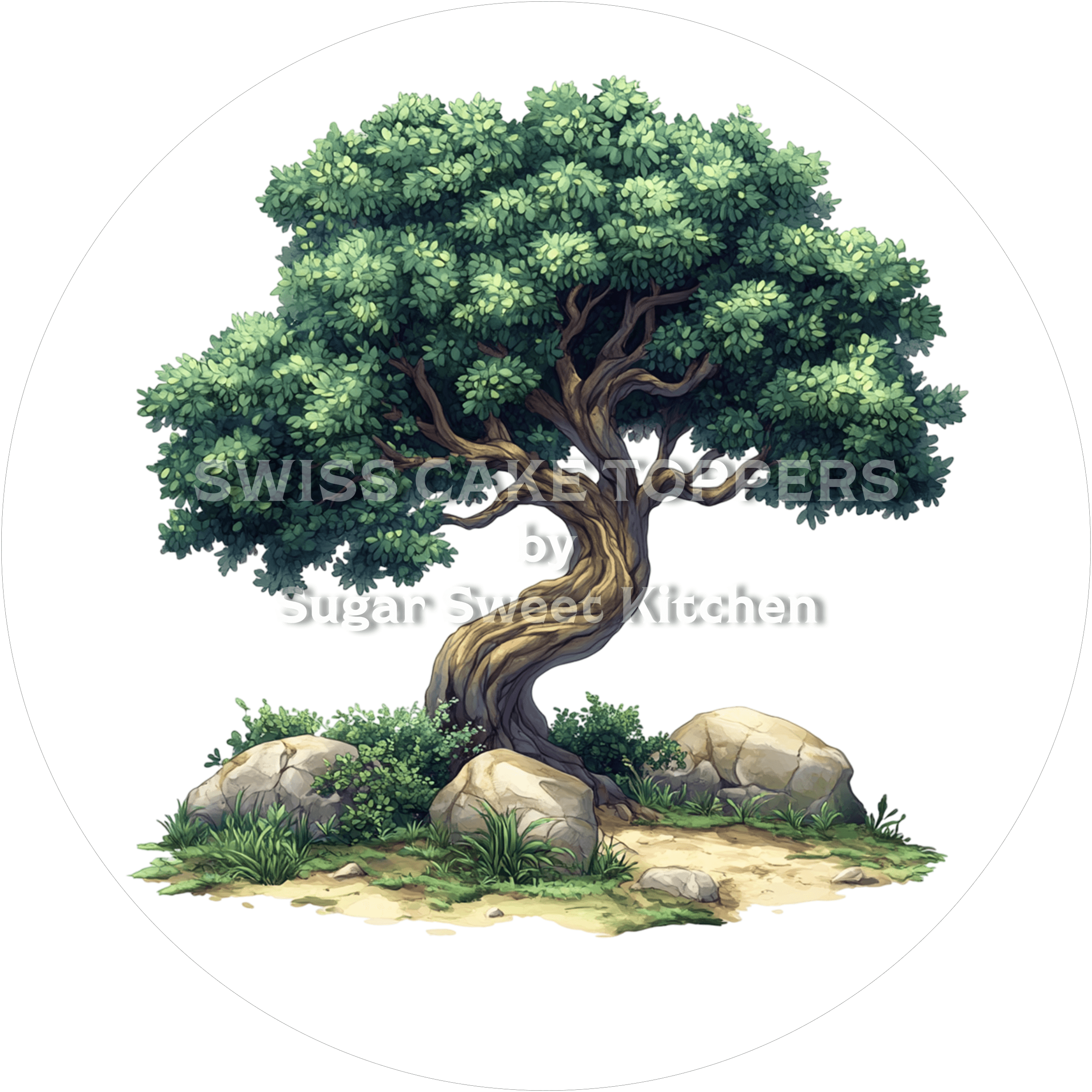 Exklusiver Tortenaufleger mit Bäumen3 - personalisierbar - Fondant- Torten- & Cupcakeaufleger Sugar Sweet Kitchen