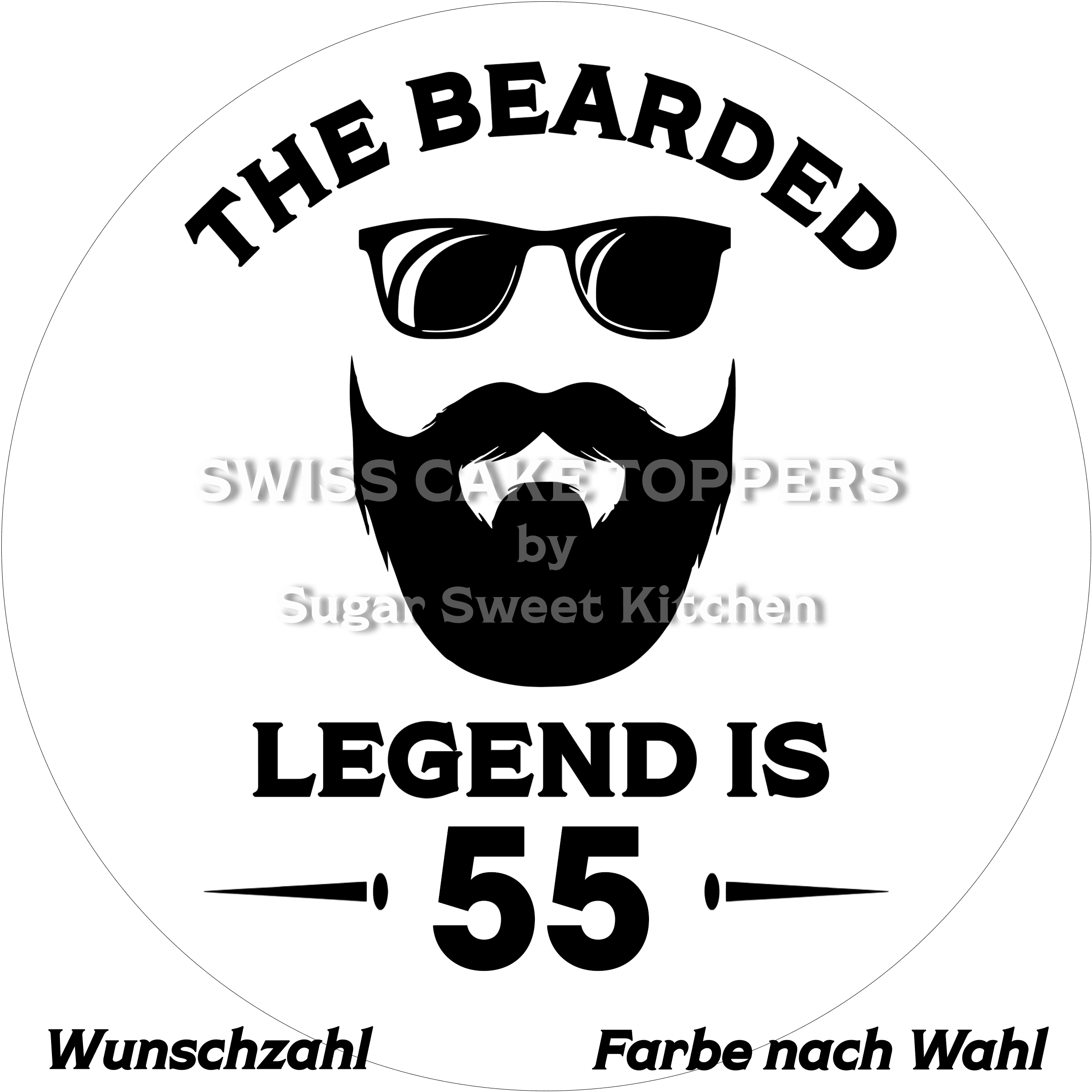 Exklusiver Tortenaufleger ’the bearded Legend - personalisiert - Fondant- Torten- & Cupcakeaufleger Sugar Sweet Kitchen
