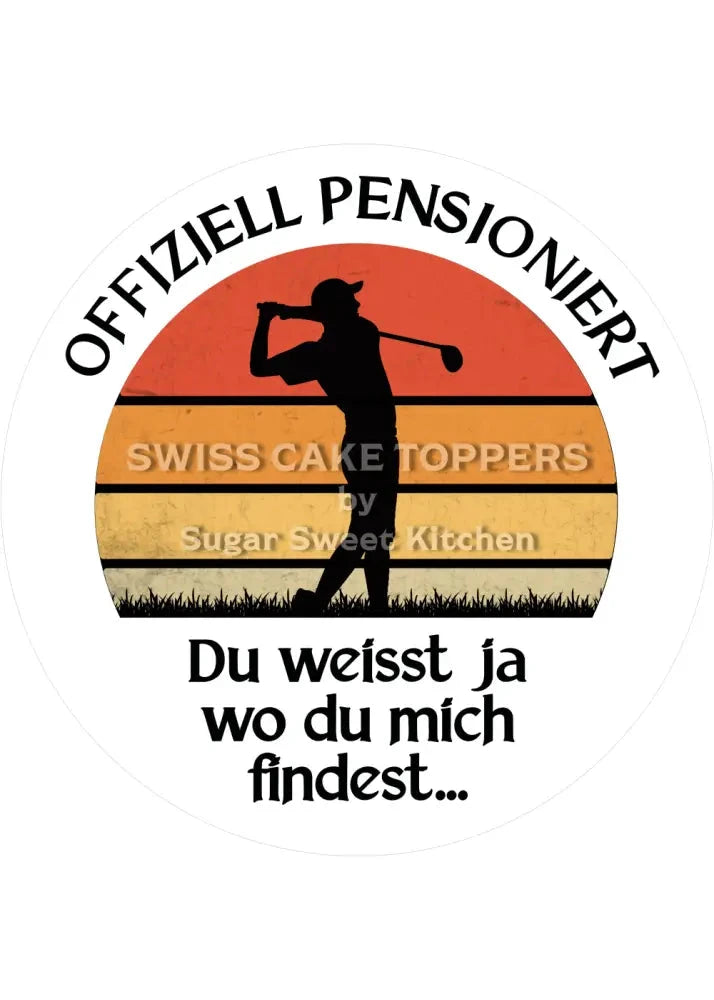 Exklusiver Tortenaufleger zur Pensionierung6 - personalisierbar - Fondant- Torten- & Cupcakeaufleger Sugar Sweet Kitchen