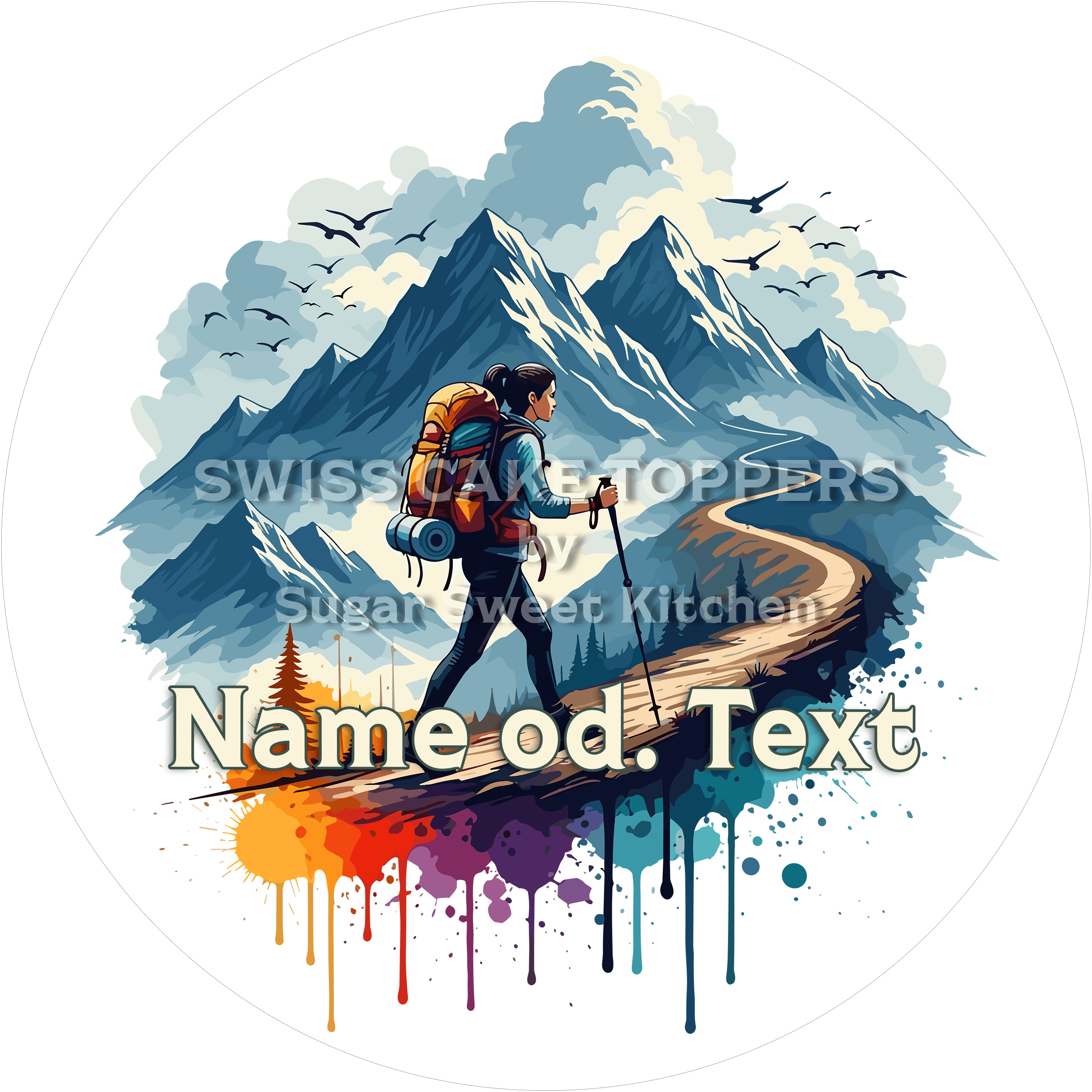 Exklusiver Wander-Tortenaufleger1 mit Namen - Fondant- Torten- & Cupcakeaufleger Sugar Sweet Kitchen