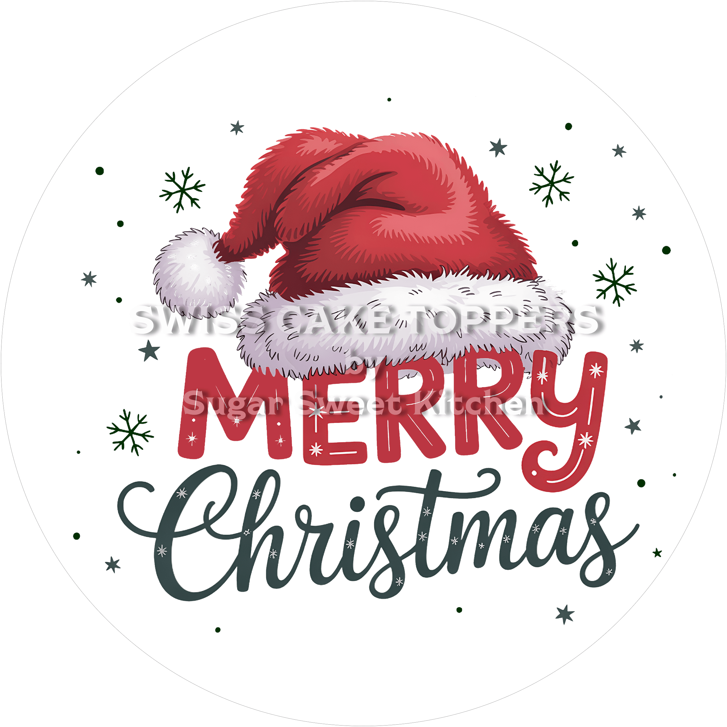 Exklusiver Weihnachts-Tortenaufleger3 - personalisierbar - Fondant- Torten- & Cupcakeaufleger Sugar Sweet Kitchen