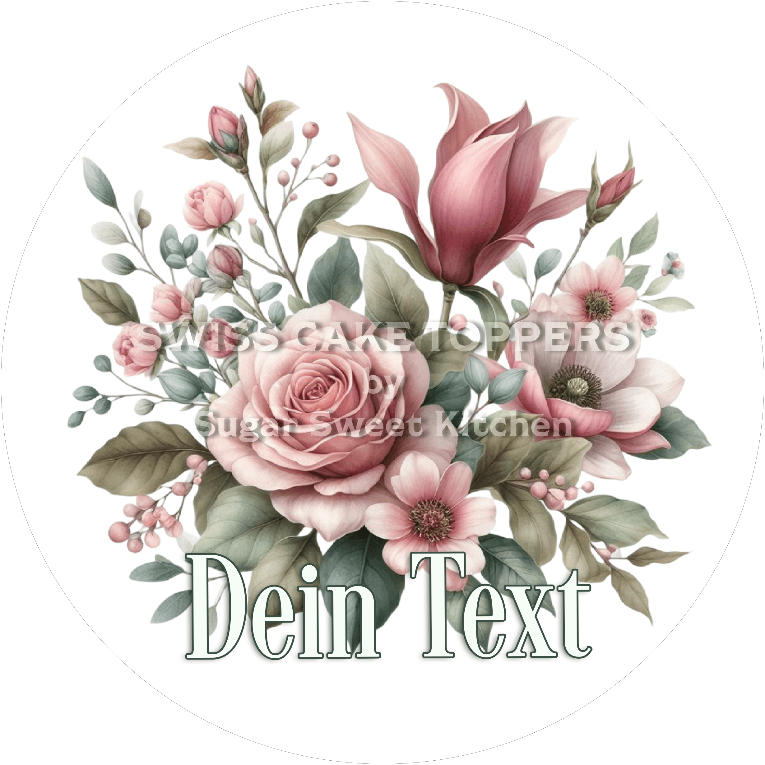 Exklusiver Welcome-Tortenaufleger mit deinem Text - Fondant- Torten- & Cupcakeaufleger Sugar Sweet Kitchen