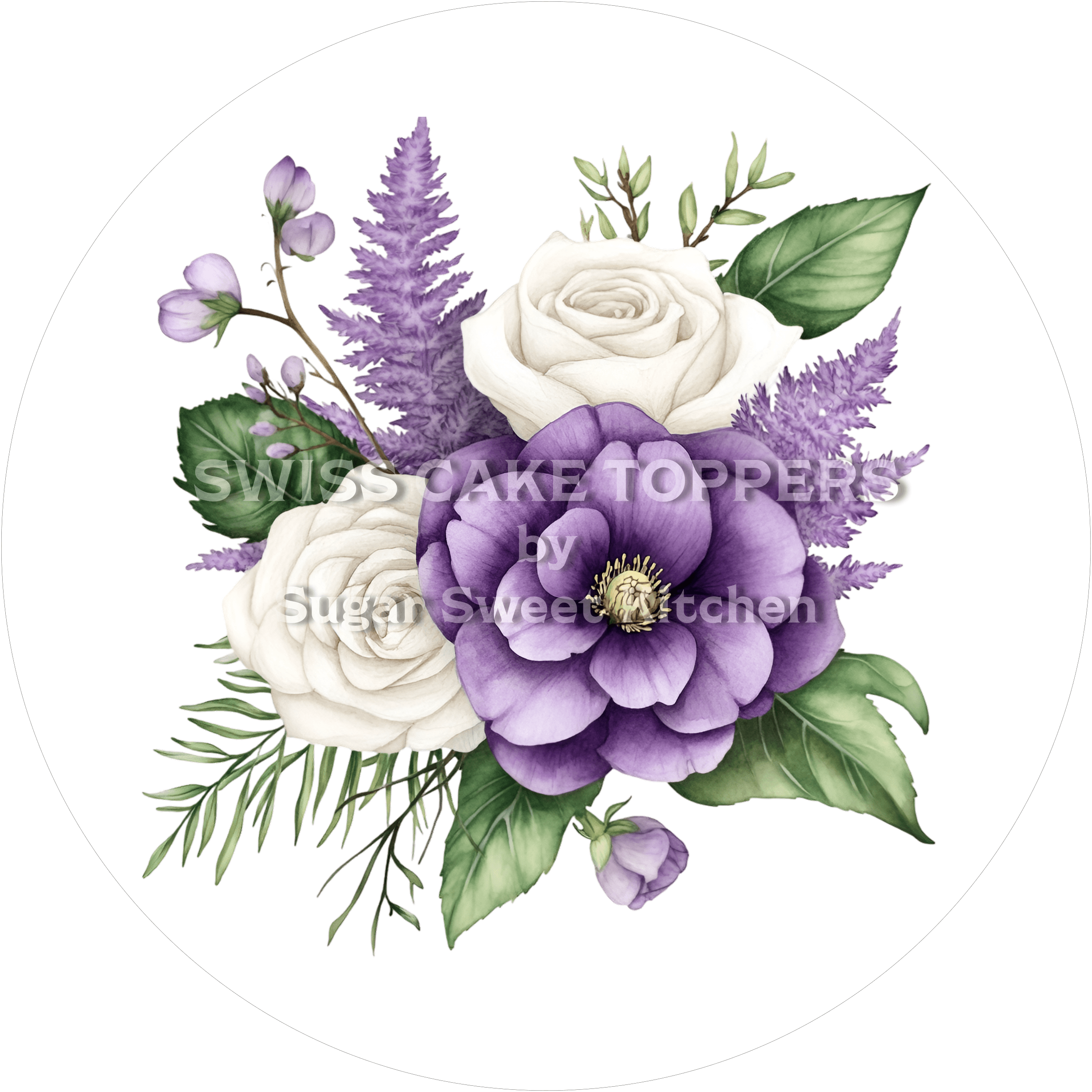 Fantastischer Blumen-Tortenaufleger12 - personalisierbar - Fondant- Torten- & Cupcakeaufleger Sugar Sweet Kitchen