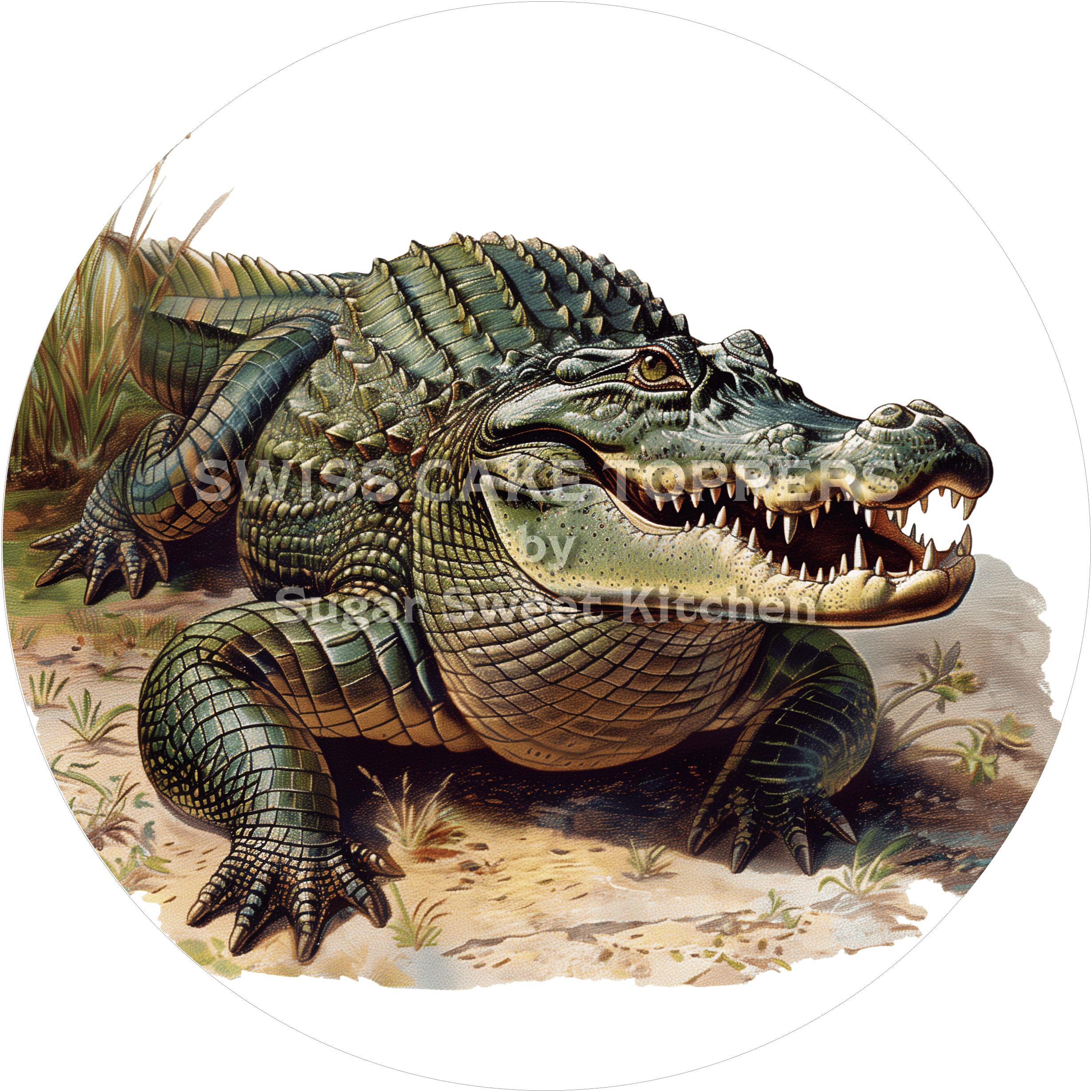 Fantastischer Krokodil-Tortenaufleger4 - personalisierbar - Fondant- Torten- & Cupcakeaufleger Sugar Sweet Kitchen