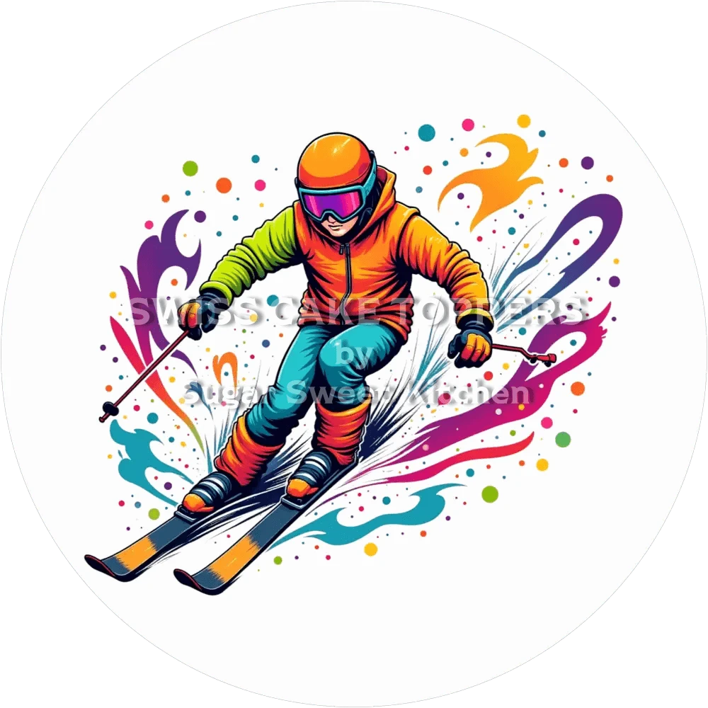 Fantastischer Skifahrer-Tortenaufleger4 - personalisierbar - Fondant- Torten- & Cupcakeaufleger Sugar Sweet Kitchen
