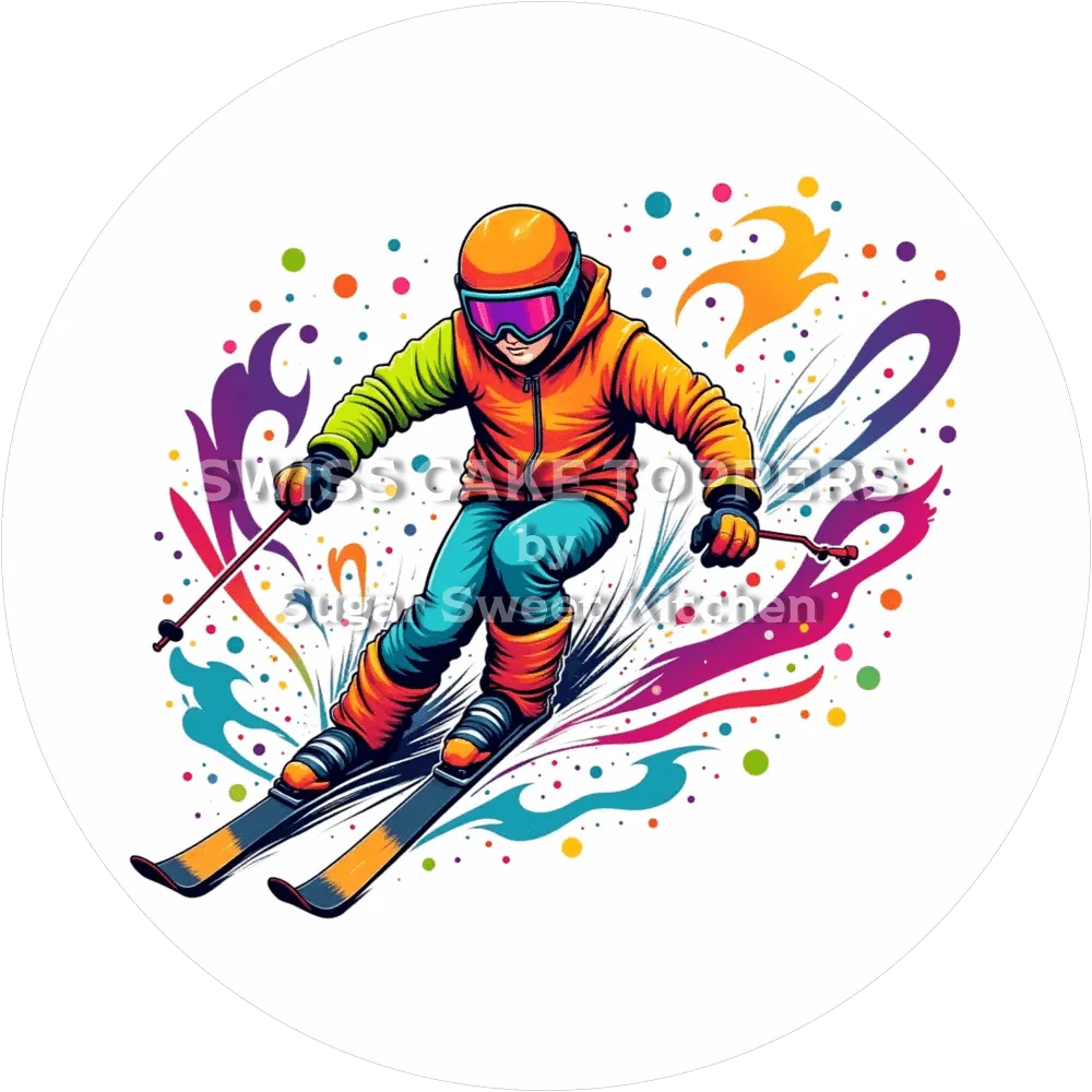 Fantastischer Skifahrer-Tortenaufleger4 - personalisierbar - Fondant- Torten- & Cupcakeaufleger Sugar Sweet Kitchen