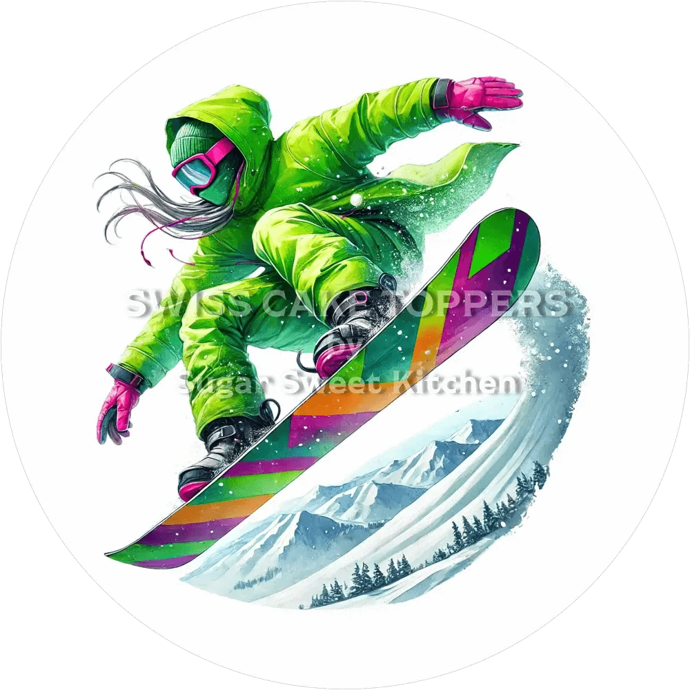 Fantastischer Snowboard-Tortenaufleger1 - personalisierbar - Fondant- Torten- & Cupcakeaufleger Sugar Sweet Kitchen