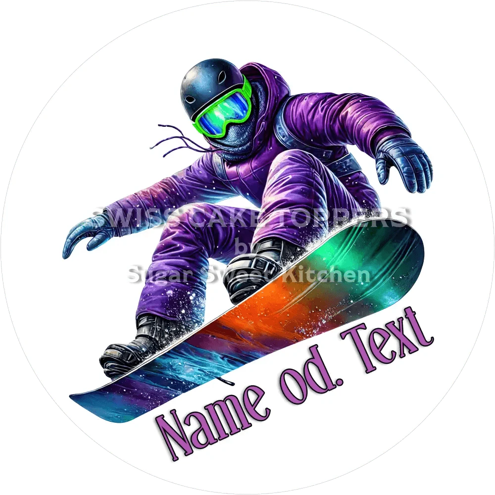 Fantastischer Snowboard-Tortenaufleger3 mit Name od. Text - Fondant- Torten- & Cupcakeaufleger Sugar Sweet Kitchen