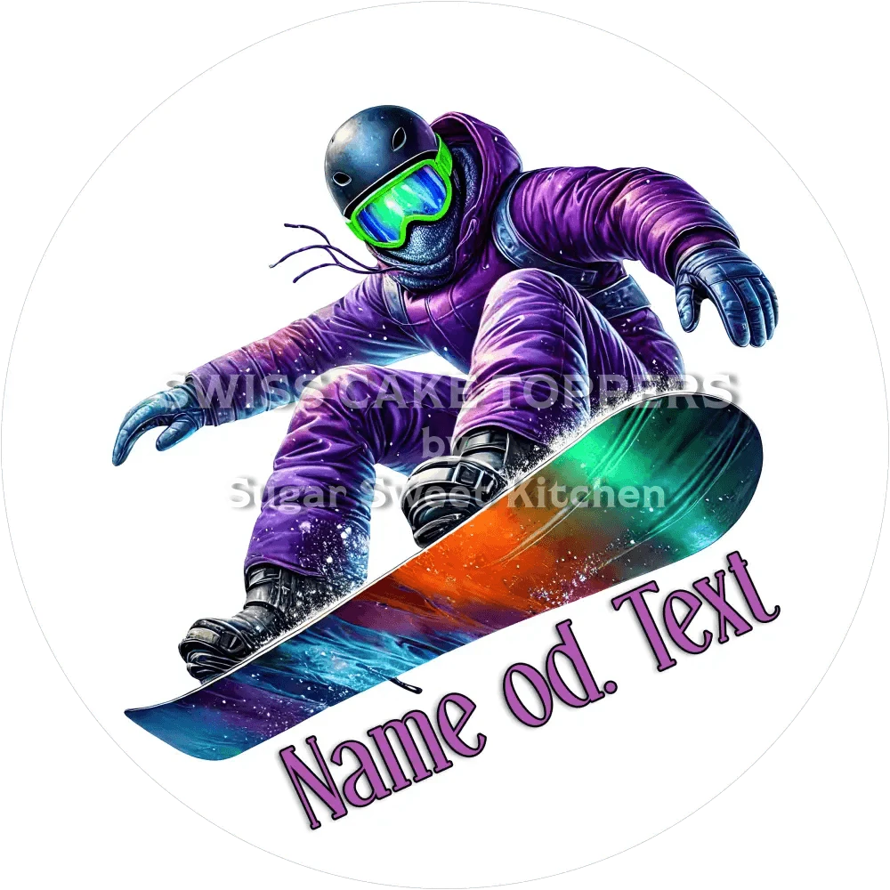 Fantastischer Snowboard-Tortenaufleger3 mit Name od. Text - Fondant- Torten- & Cupcakeaufleger Sugar Sweet Kitchen