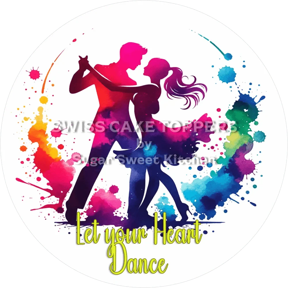 Farbenfroher Tanz-Tortenaufleger11 - personalisierbar - Fondant- Torten- & Cupcakeaufleger Sugar Sweet Kitchen