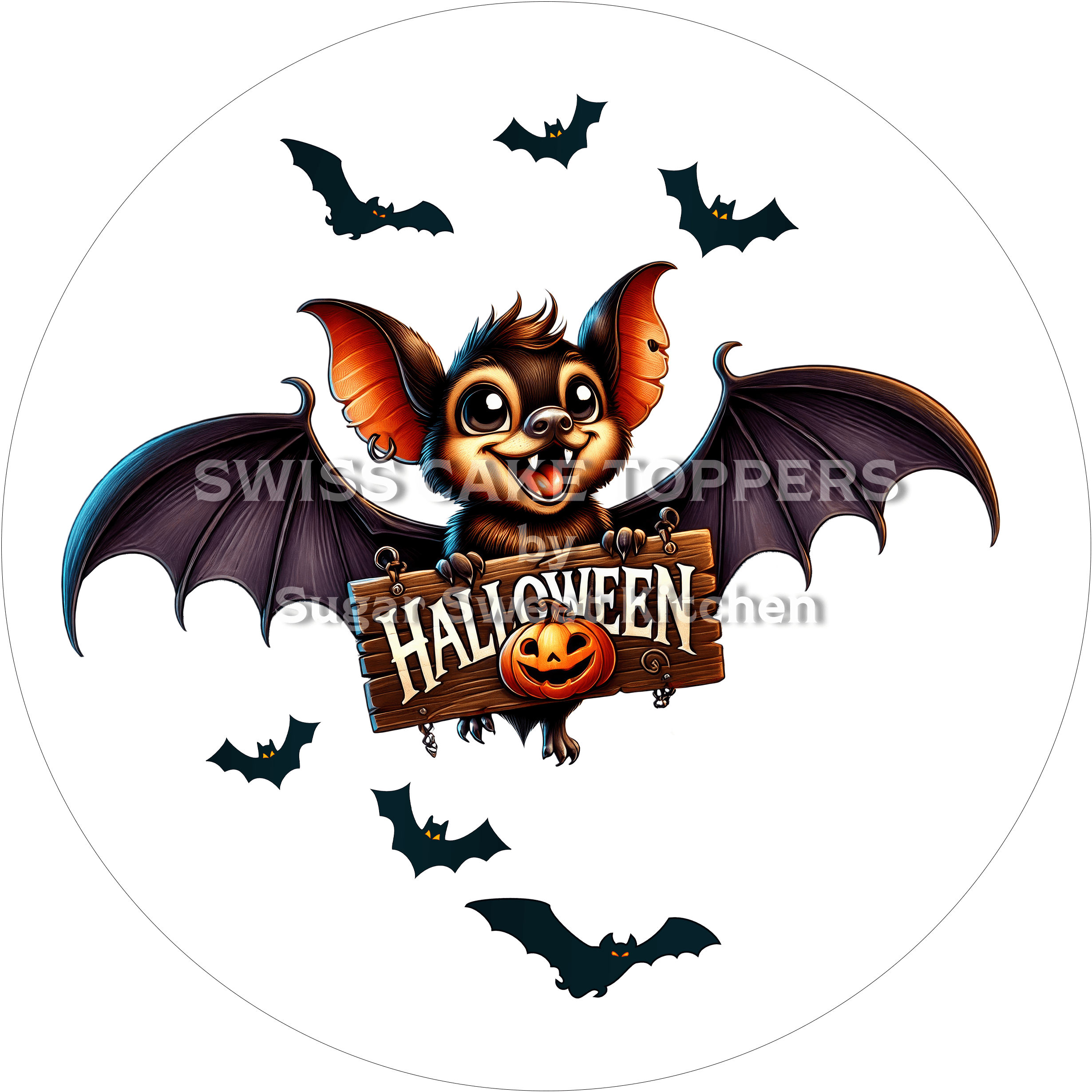 Fledermaus Halloween-Tortenaufleger5 - personalisierbar - Fondant- Torten- & Cupcakeaufleger Sugar Sweet Kitchen
