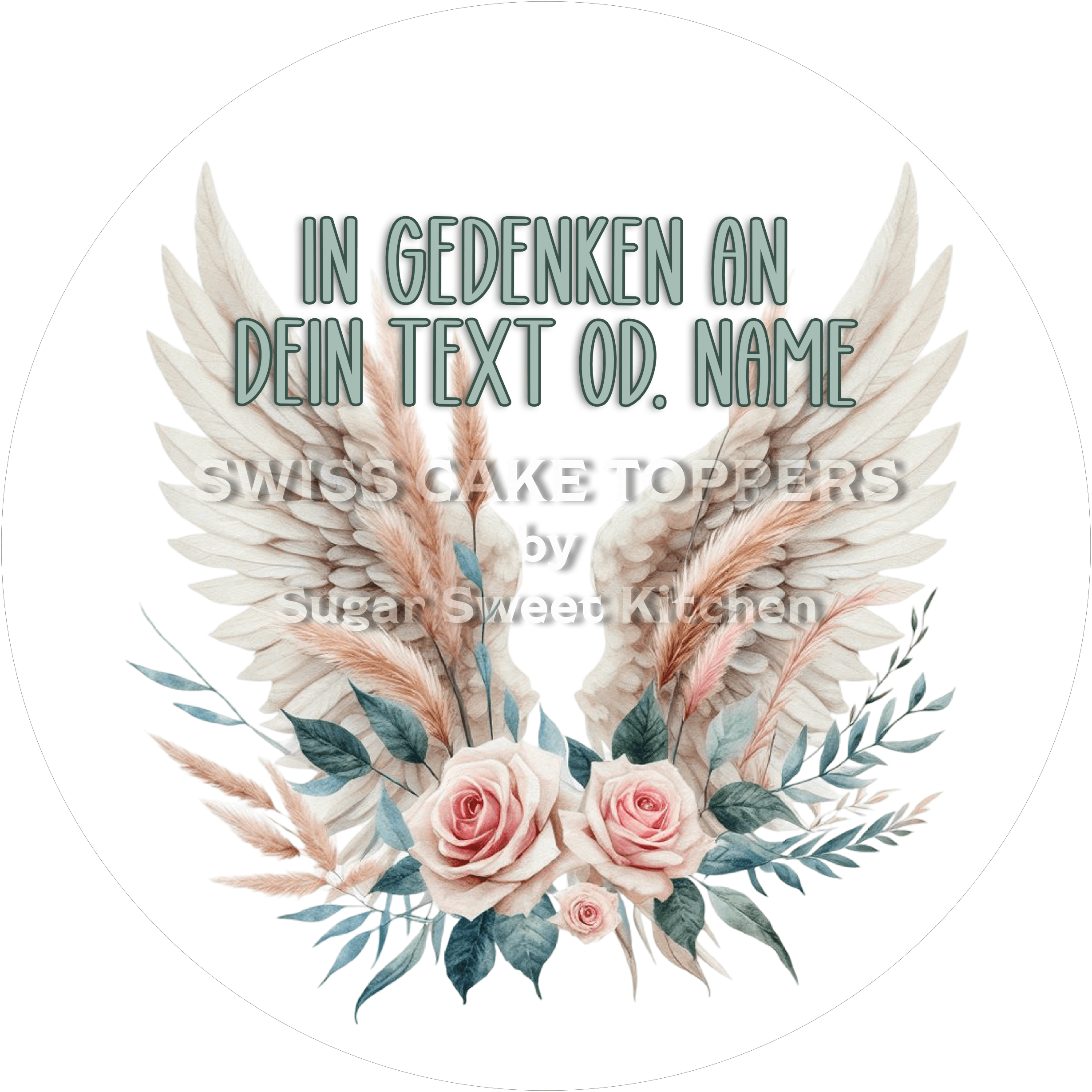 Fondant-Aufleger für Traueranlässe mit Namen od. Text - Fondant- Torten- & Cupcakeaufleger Sugar Sweet Kitchen