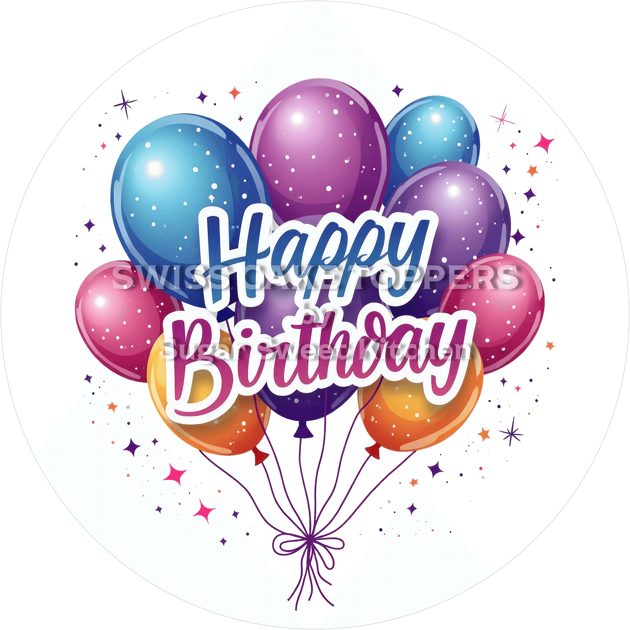 Fondant- Tortenaufleger Happy Birthday4 - personalisierbar - Torten- & Cupcakeaufleger Sugar Sweet Kitchen