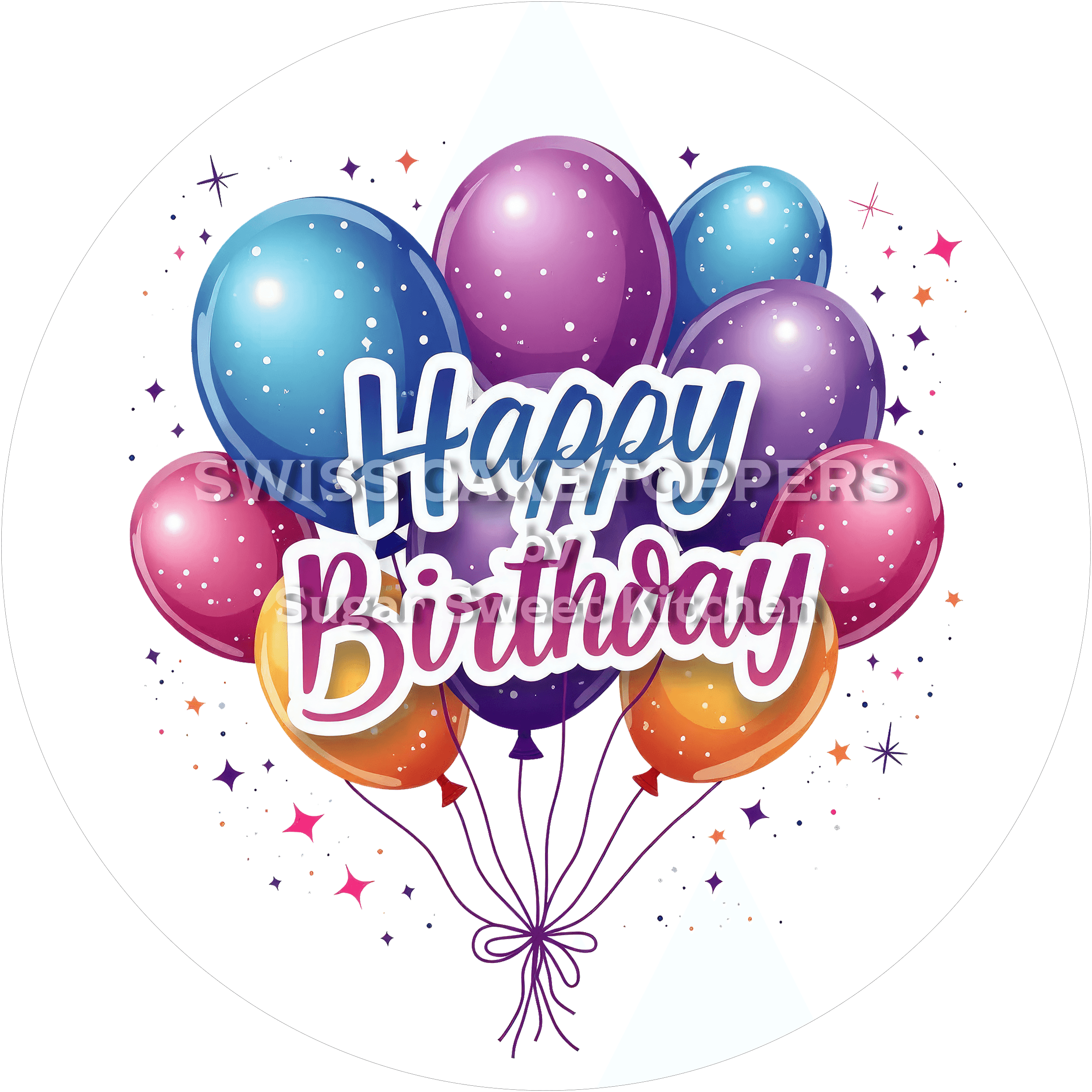Fondant- Tortenaufleger Happy Birthday4 - personalisierbar - Torten- & Cupcakeaufleger Sugar Sweet Kitchen
