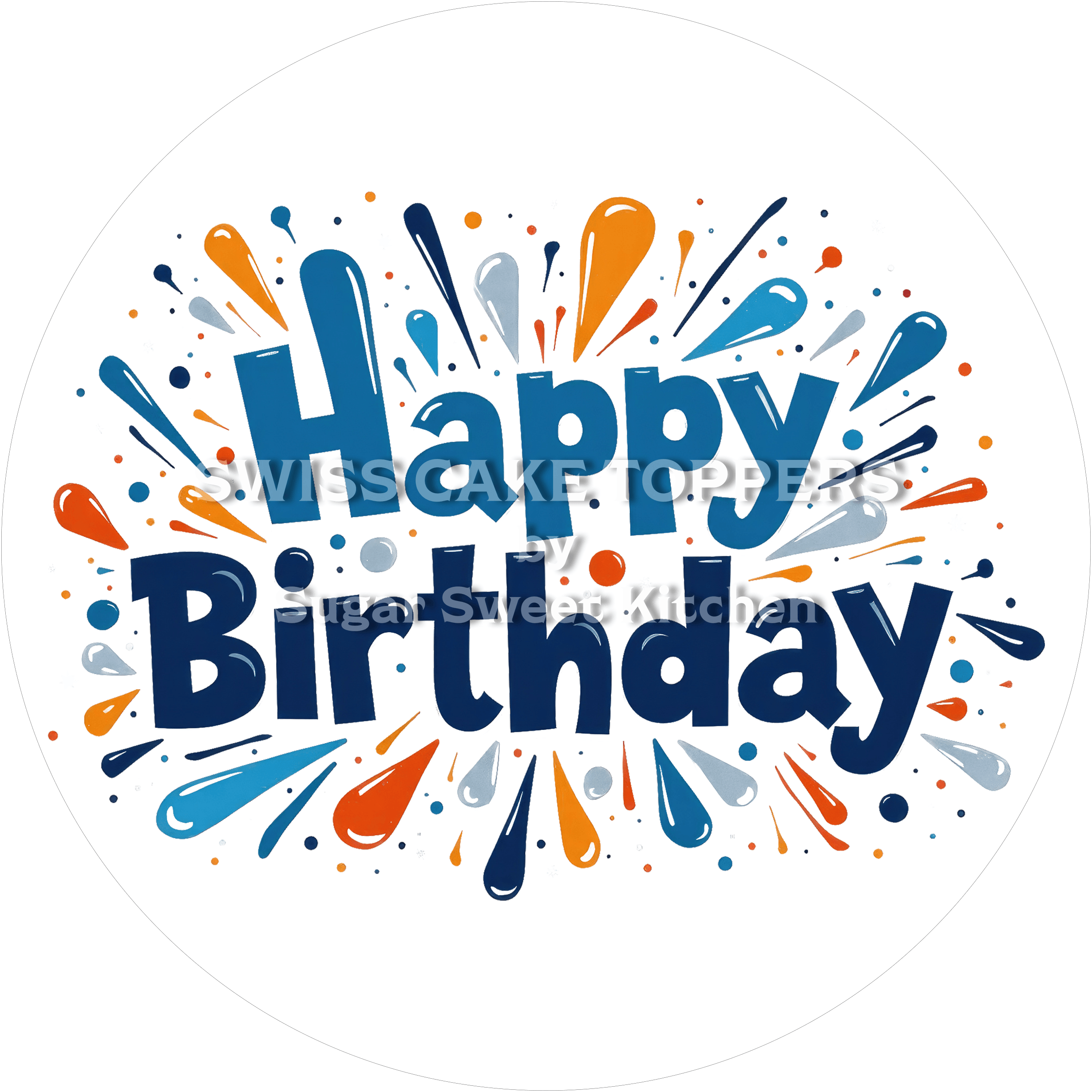 Fondant- Tortenaufleger Happy Birthday5 - personalisierbar - Torten- & Cupcakeaufleger Sugar Sweet Kitchen