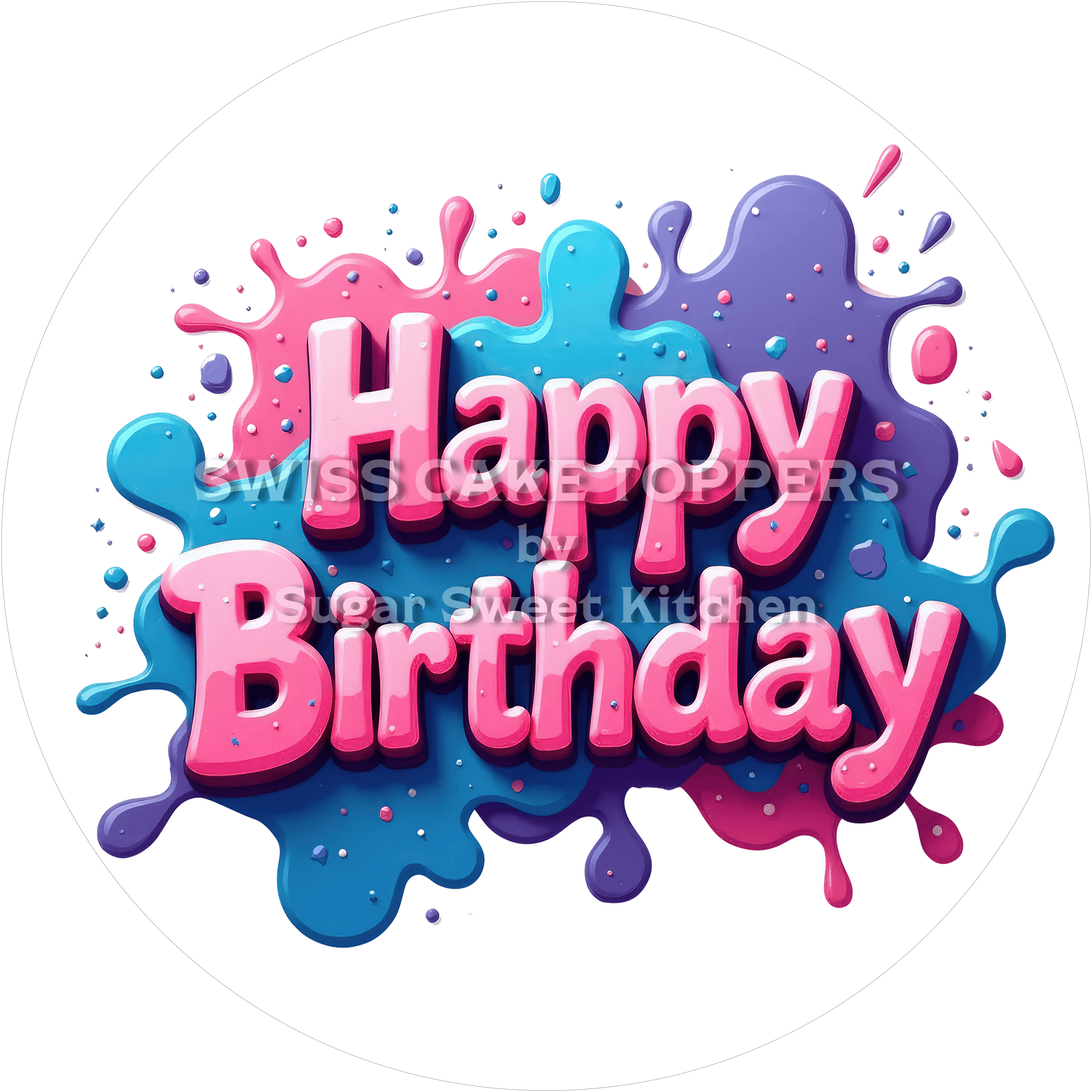 Fondant- Tortenaufleger Happy Birthday6 - personalisierbar - Torten- & Cupcakeaufleger Sugar Sweet Kitchen