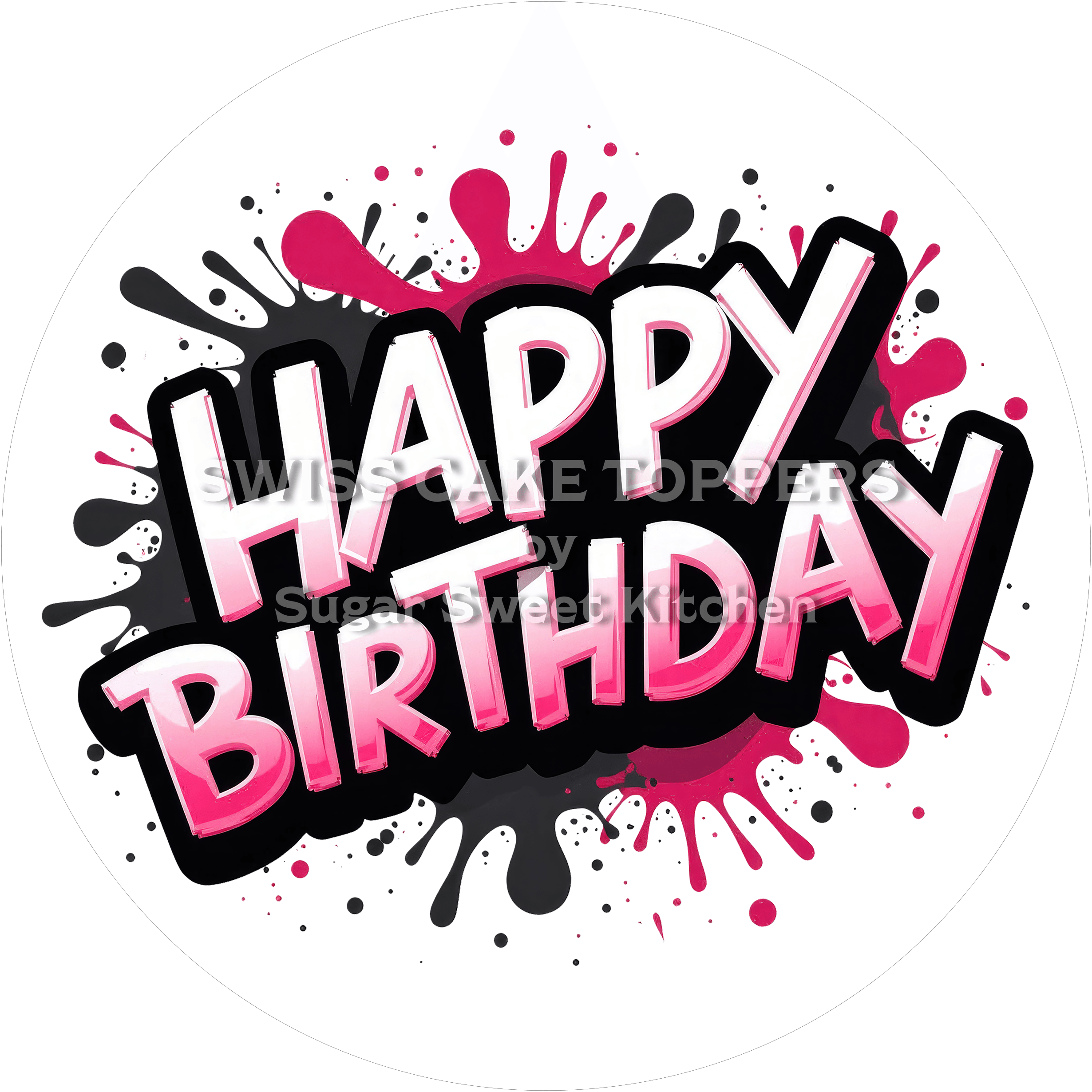 Fondant- Tortenaufleger Happy Birthday7 - personalisierbar - Torten- & Cupcakeaufleger Sugar Sweet Kitchen