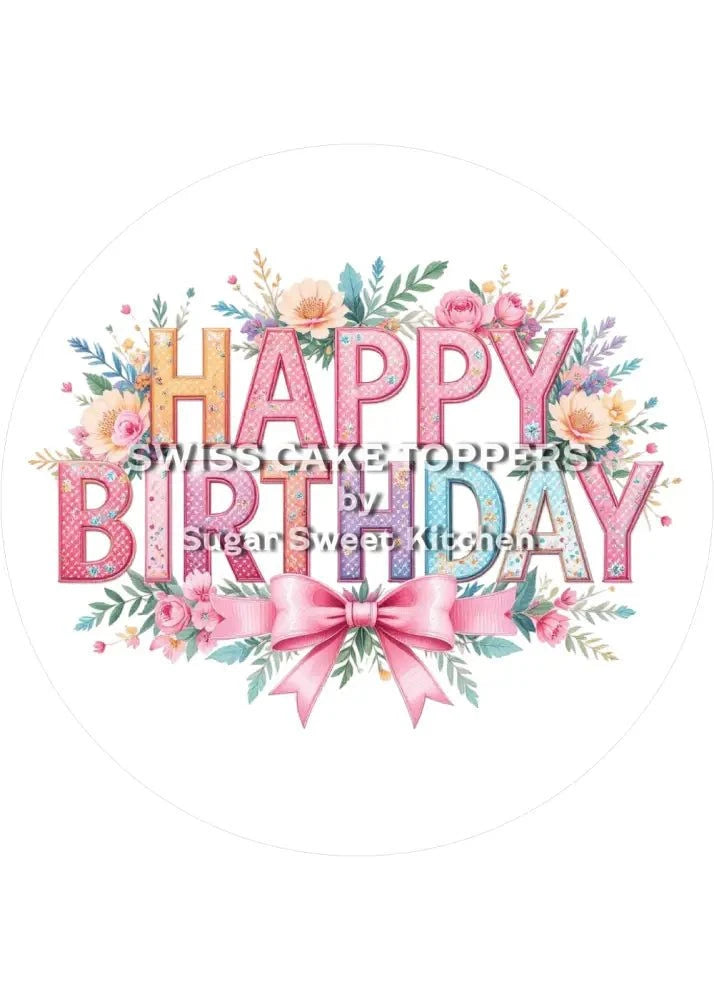 Fondant- Tortenaufleger Happy Birthday8 - personalisierbar - Torten- & Cupcakeaufleger Sugar Sweet Kitchen