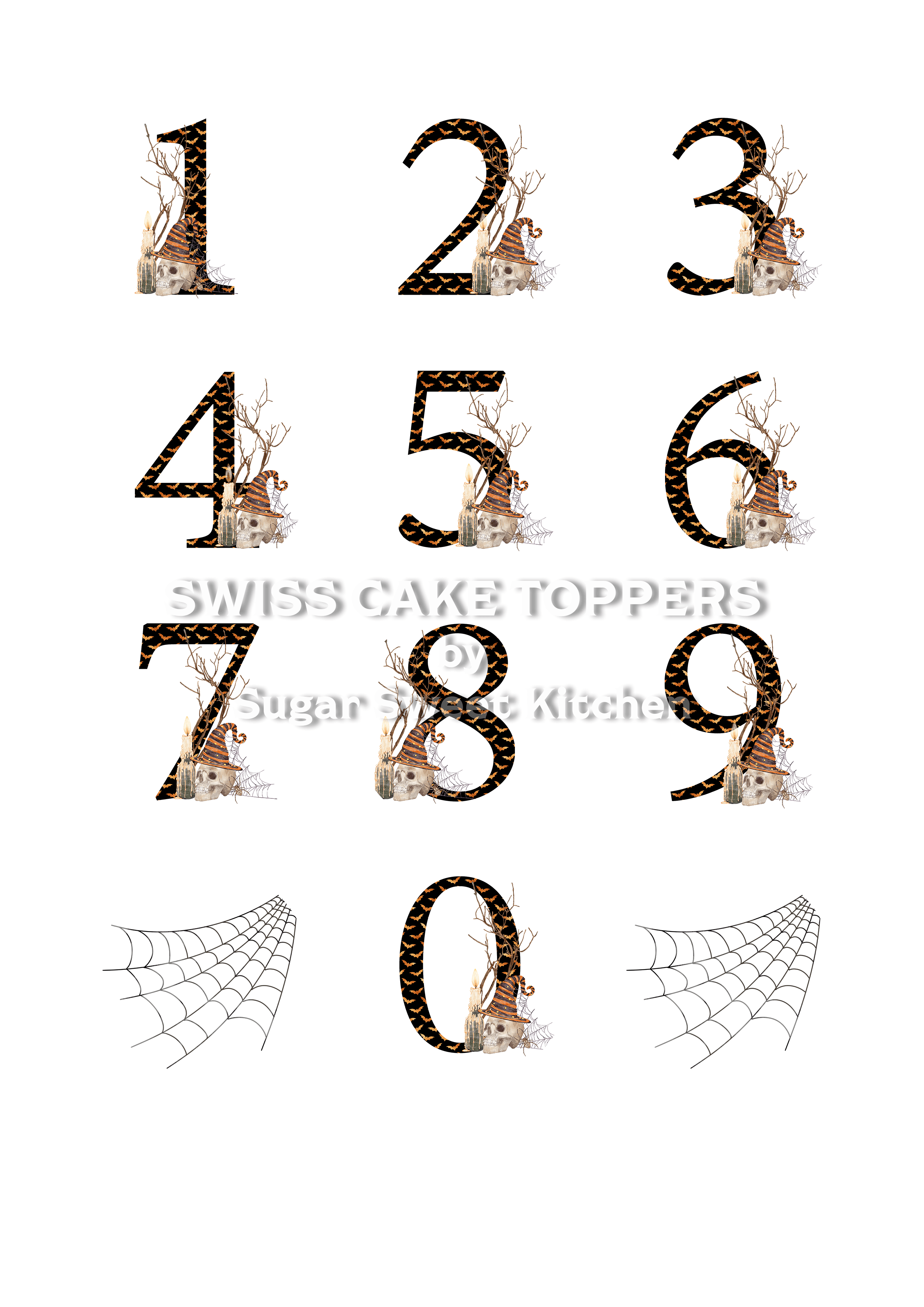 Fondant- Tortenaufleger mit creepy Zahlen - personalisiert - Torten- & Cupcakeaufleger Sugar Sweet Kitchen