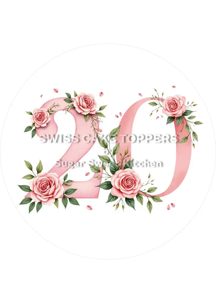 Fondant- Tortenaufleger mit Flower-Zahlen - personalisiert - Torten- & Cupcakeaufleger Sugar Sweet Kitchen