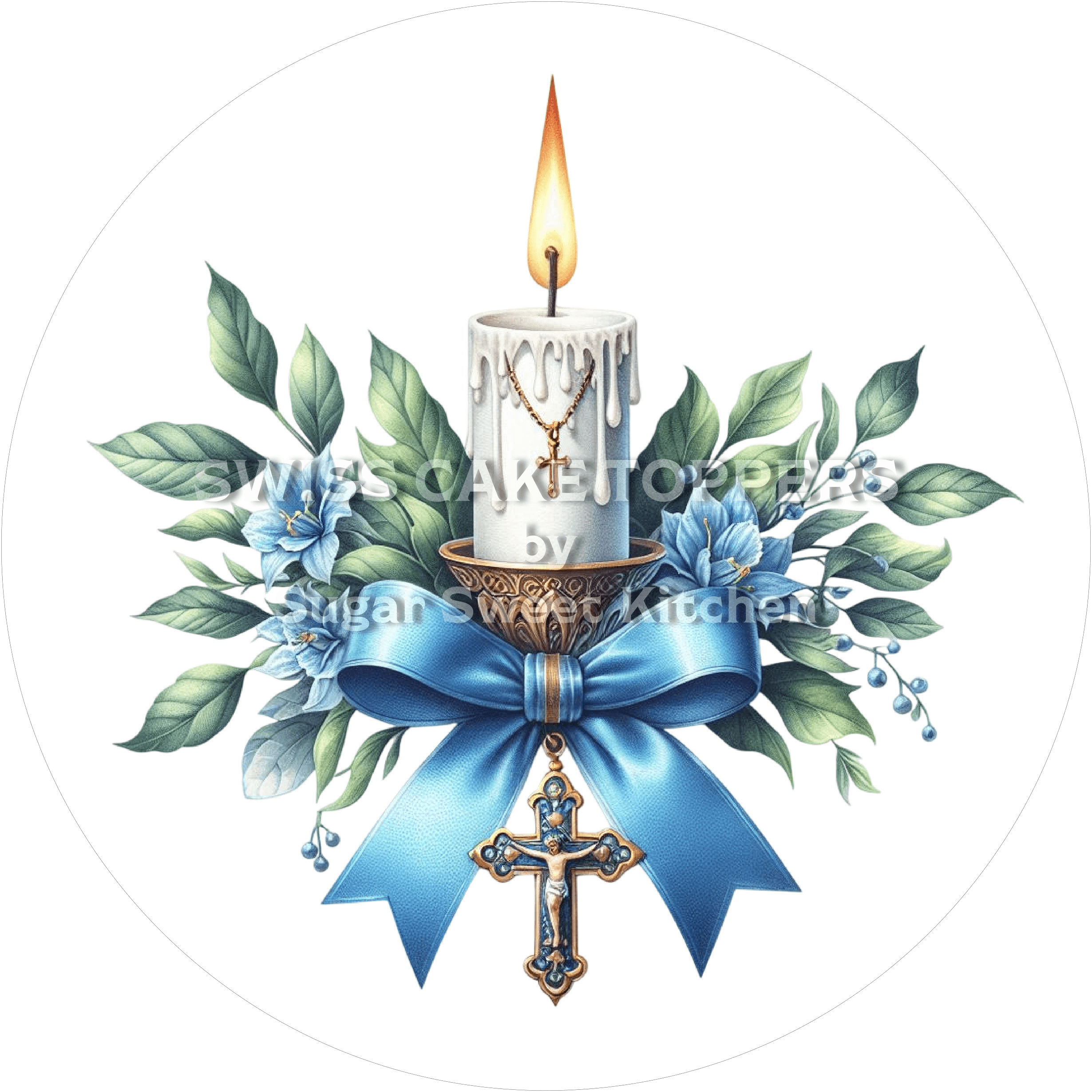 Fondant- Tortenaufleger - Taufe9 - personalisierbar - Torten- & Cupcakeaufleger Sugar Sweet Kitchen