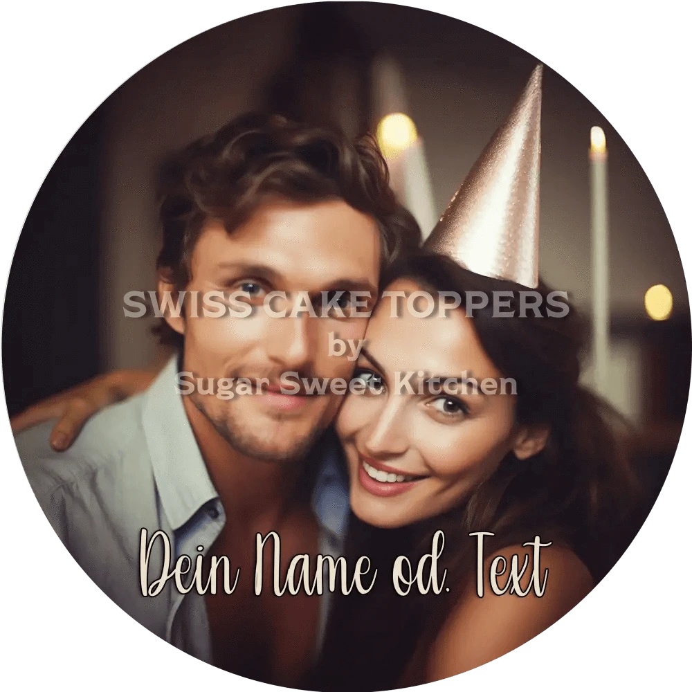 Foto-Tortenaufleger mit Text - Fondant- Torten- & Cupcakeaufleger Sugar Sweet Kitchen
