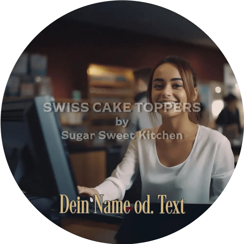 Foto-Tortenaufleger mit Text - Fondant- Torten- & Cupcakeaufleger Sugar Sweet Kitchen