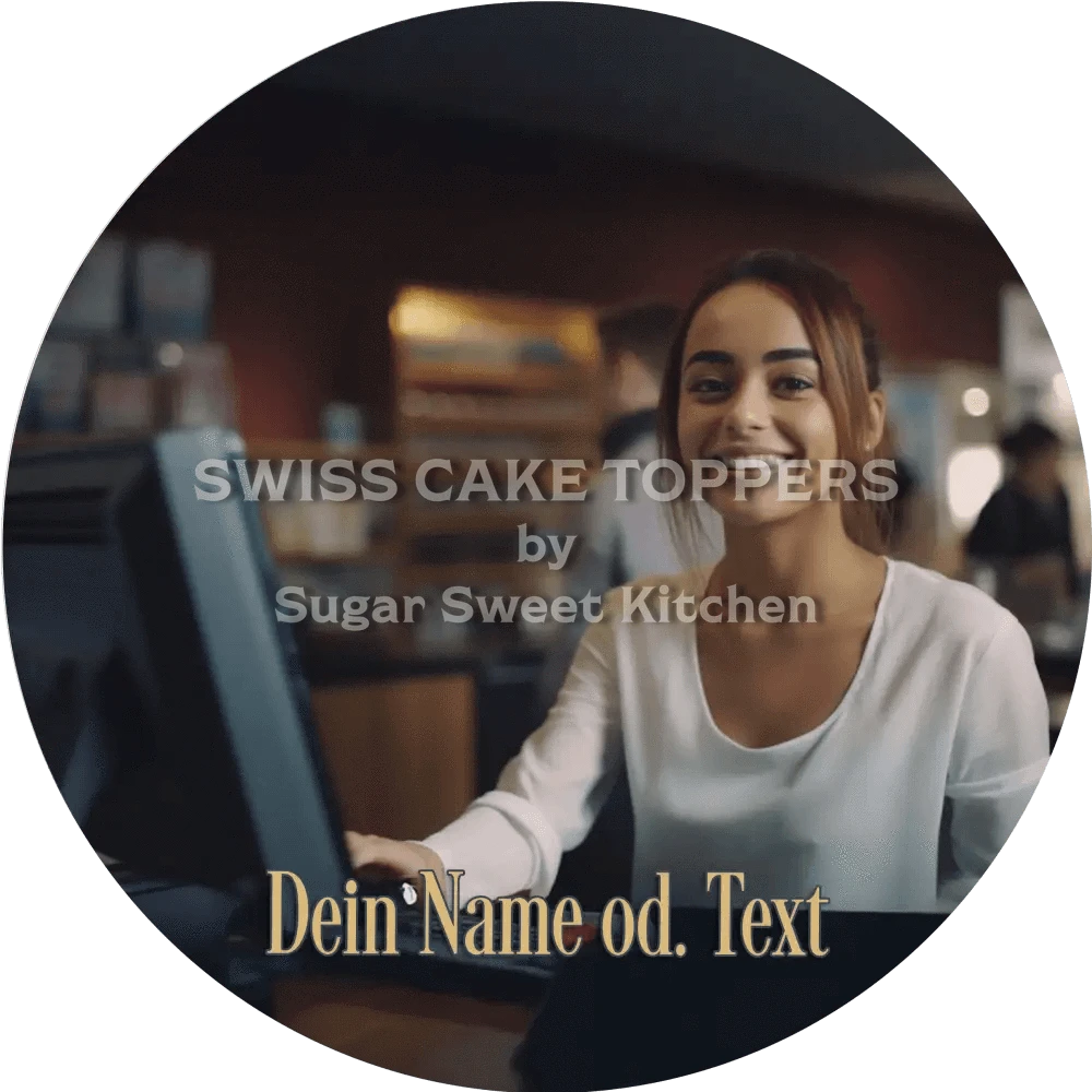 Foto-Tortenaufleger mit Text - Fondant- Torten- & Cupcakeaufleger Sugar Sweet Kitchen