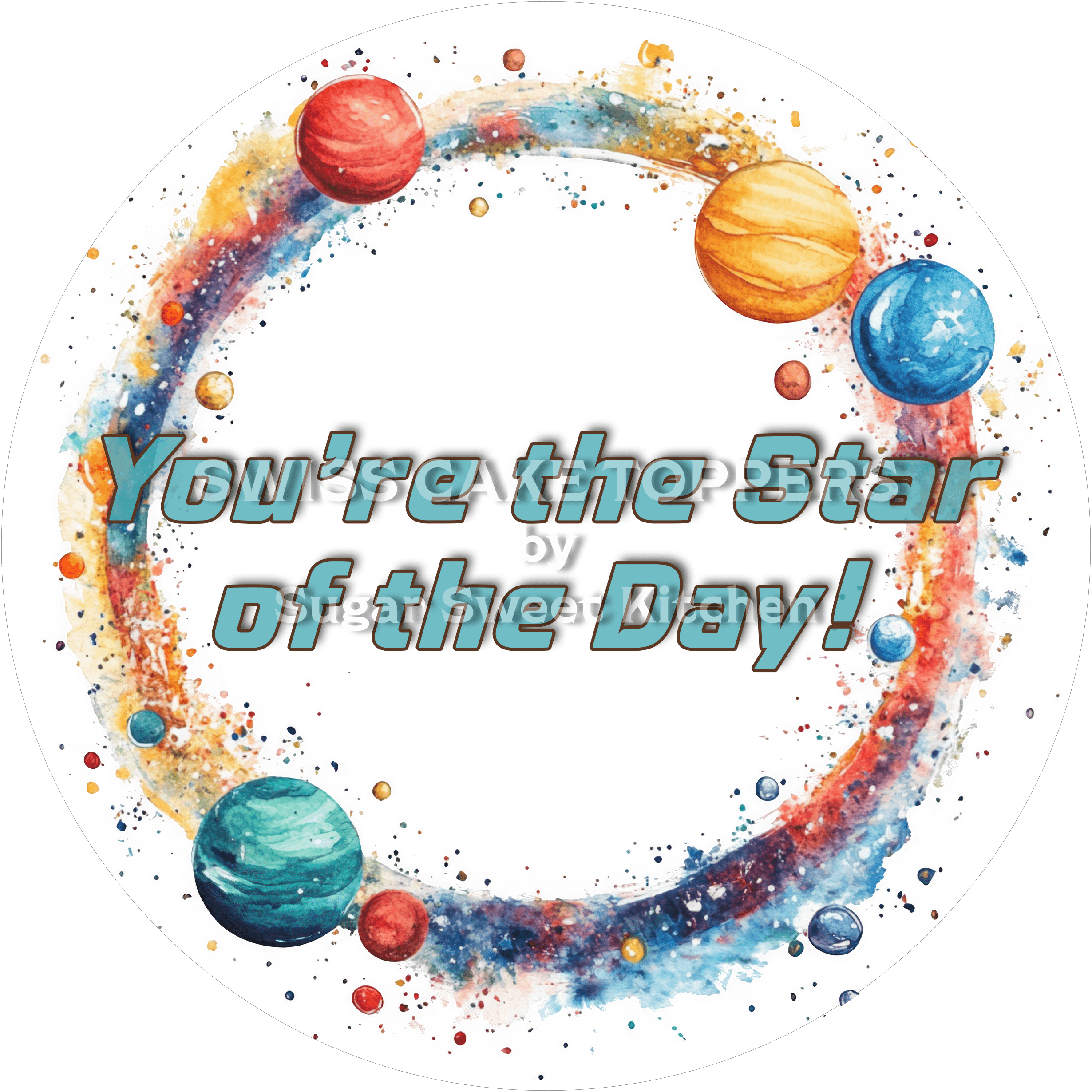 Galaktischer Tortenaufleger Space5 - personalisierbar - Fondant- Torten- & Cupcakeaufleger Sugar Sweet Kitchen