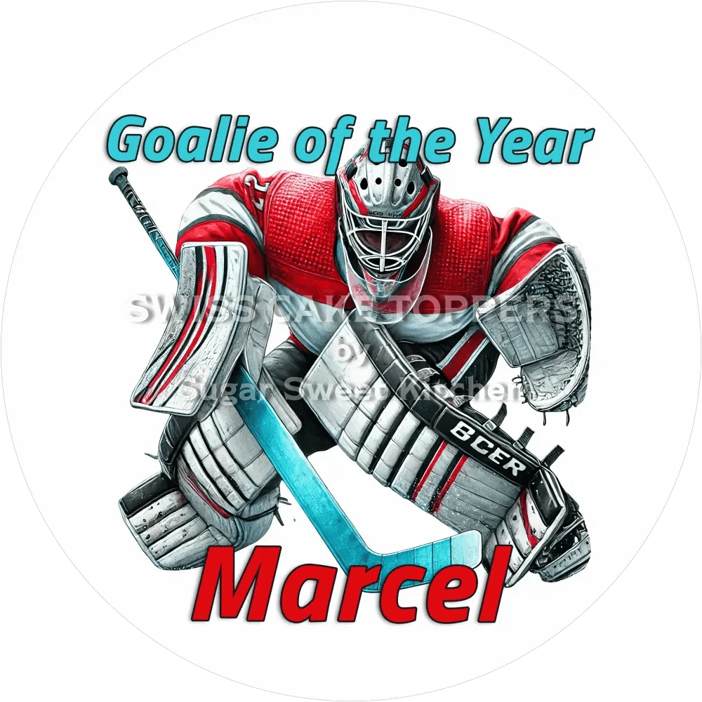Goalie of the Year -Tortenaufleger7 mit Name od. Text - Fondant- Torten- & Cupcakeaufleger Sugar Sweet Kitchen