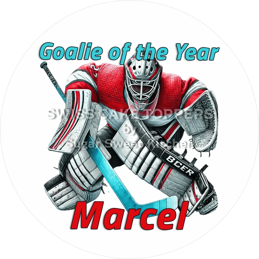 Goalie of the Year -Tortenaufleger7 mit Name od. Text - Fondant- Torten- & Cupcakeaufleger Sugar Sweet Kitchen