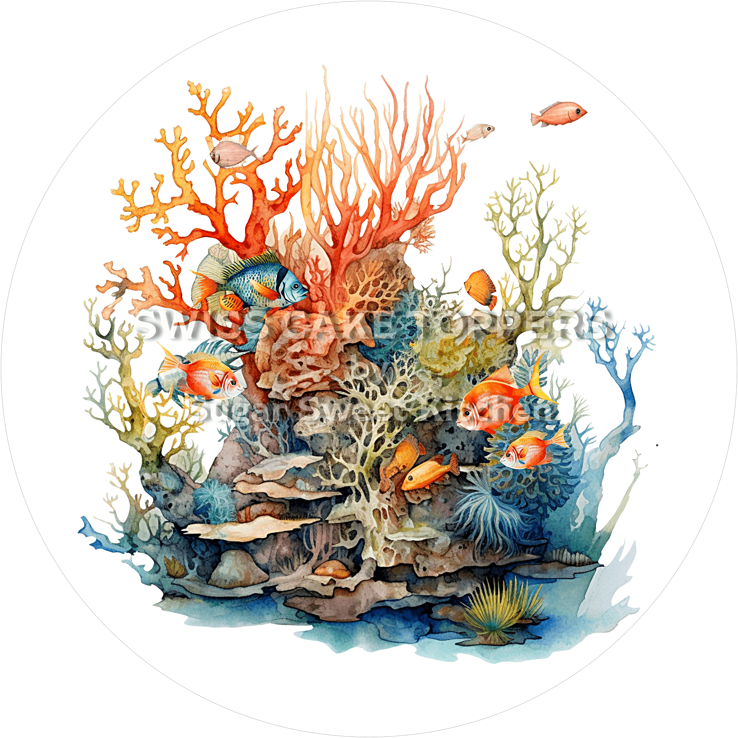 Grossartiger Korallen-Tortenaufleger1 - personalisierbar - Fondant- Torten- & Cupcakeaufleger Sugar Sweet Kitchen