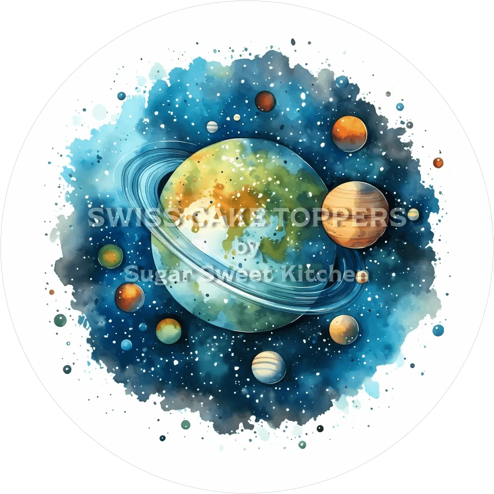 Grossartiger Planeten-Tortenaufleger8 - personalisierbar - Fondant- Torten- & Cupcakeaufleger Sugar Sweet Kitchen