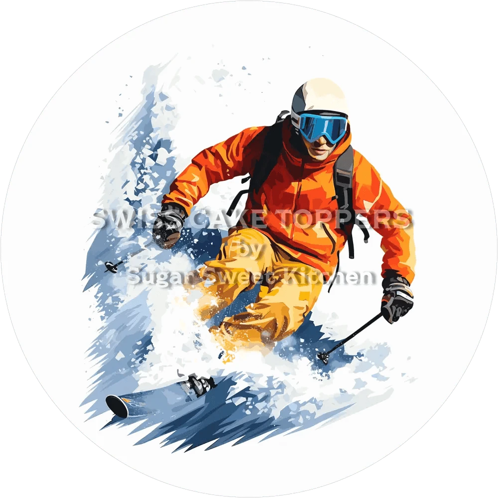Grossartiger Skifahrer-Tortenaufleger3 - personalisierbar - Fondant- Torten- & Cupcakeaufleger Sugar Sweet Kitchen
