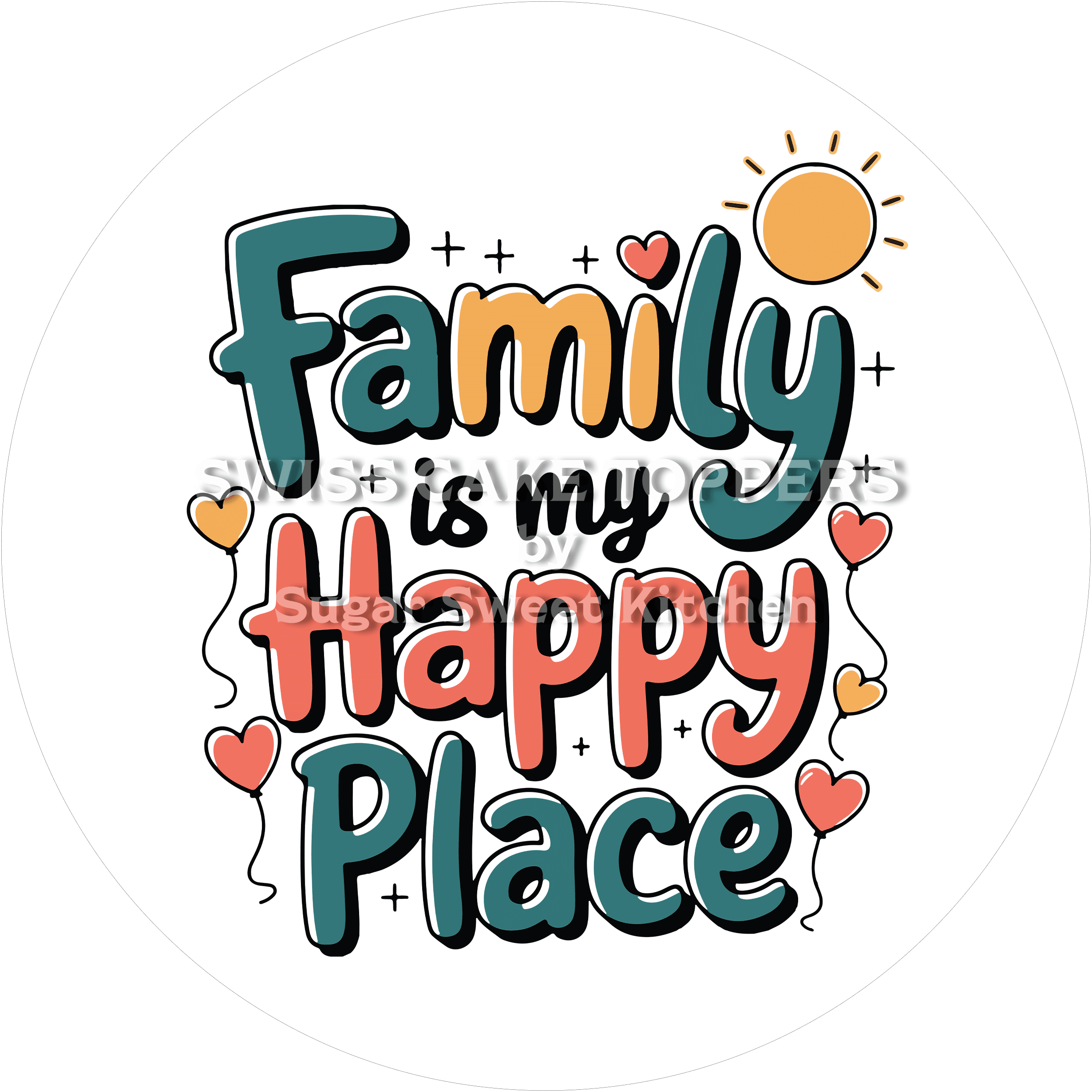 Grossartiger Tortenaufleger für die Familie4 - personalisierbar - Fondant- Torten- & Cupcakeaufleger Sugar Sweet Kitchen