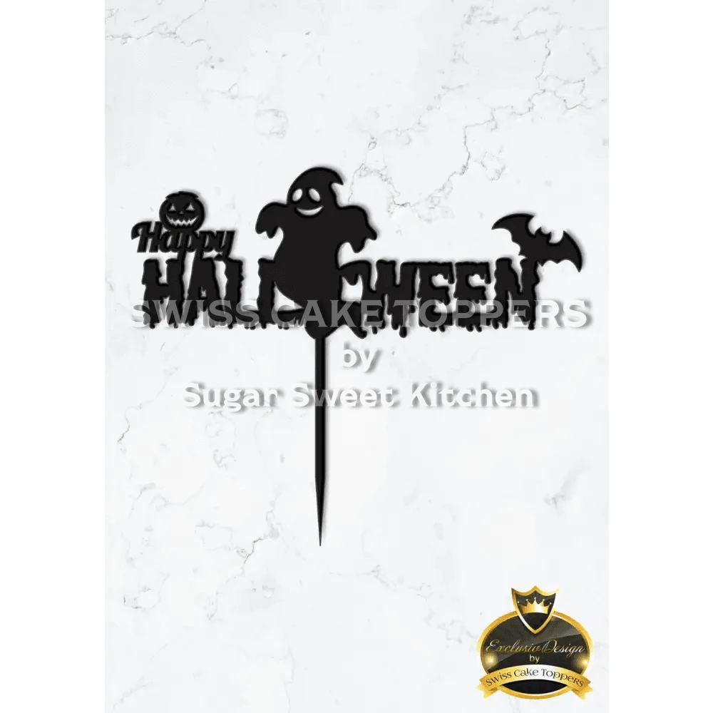 Halloween Cake Topper ’Geisterspuk1’’ - Acryl Schwarz - Sugar Sweet Kitchen