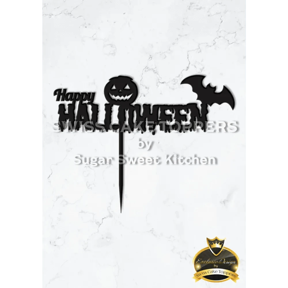 Halloween Cake Topper ’Gruselgruss’ - Acryl Schwarz - Sugar Sweet Kitchen
