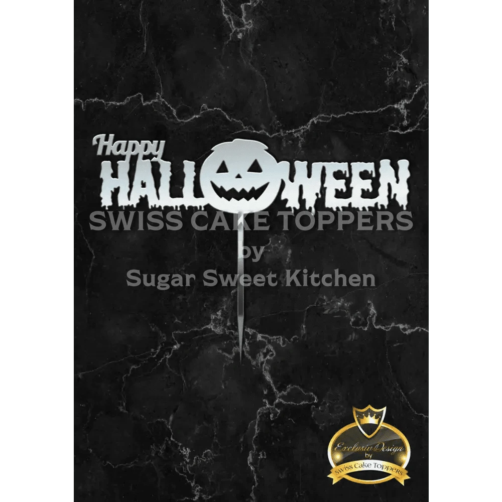 Halloween Cake Topper ’Kürbisschauder’ - Acryl Silber - Sugar Sweet Kitchen