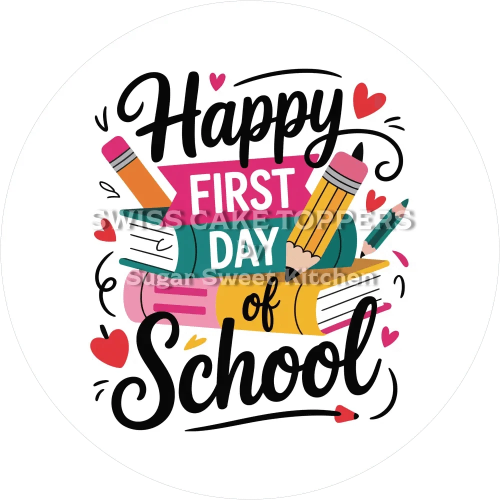 Happy first Day-Tortenaufleger11 - personalisierbar - Fondant- Torten- & Cupcakeaufleger Sugar Sweet Kitchen