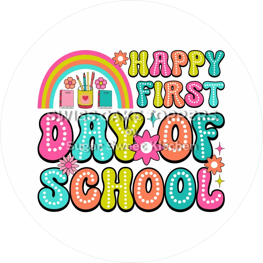 Happy Schulanfang-Tortenaufleger10 - personalisierbar - Fondant- Torten- & Cupcakeaufleger Sugar Sweet Kitchen